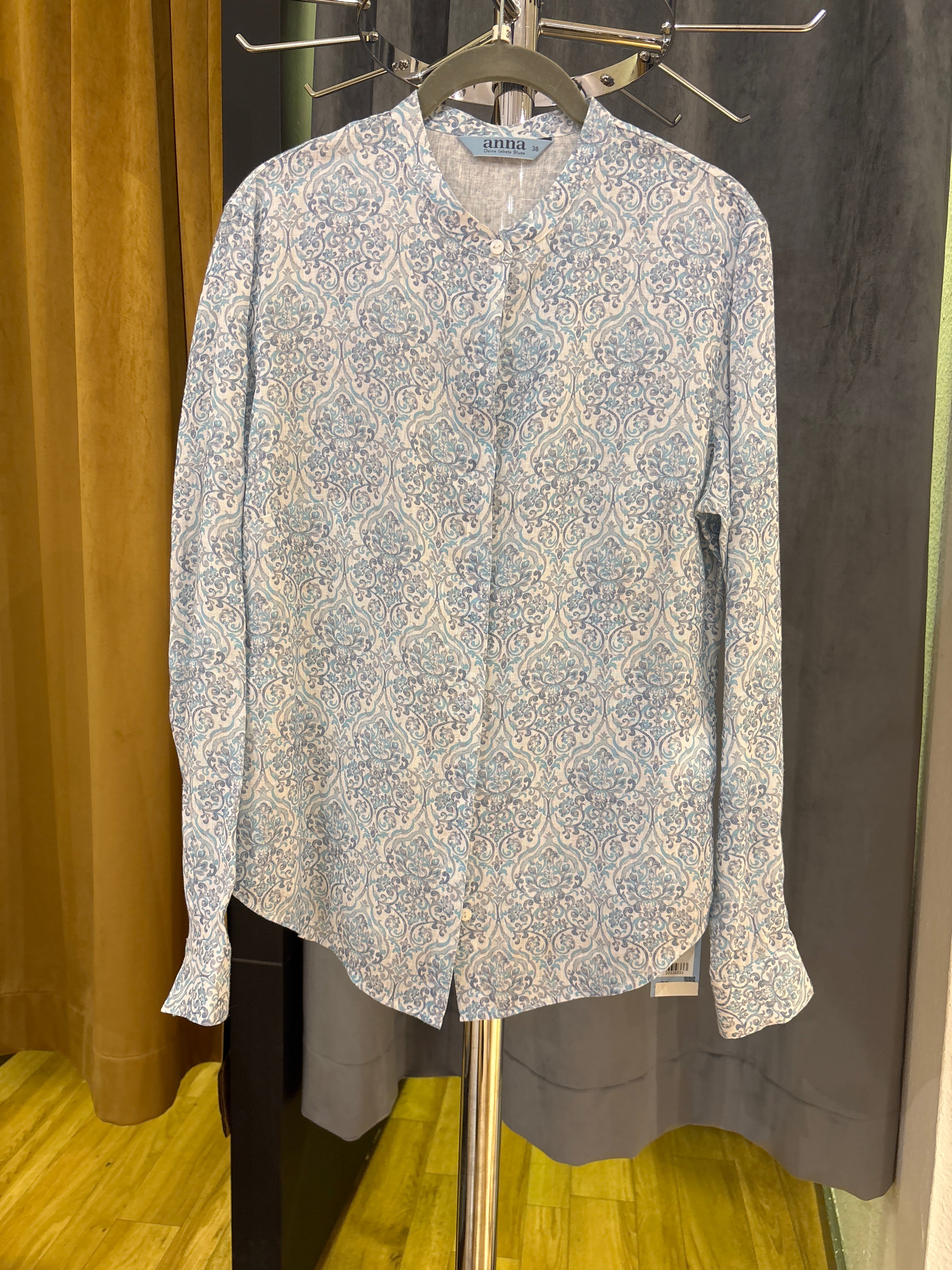 Damen Trachtenbluse Anna Langarm blau