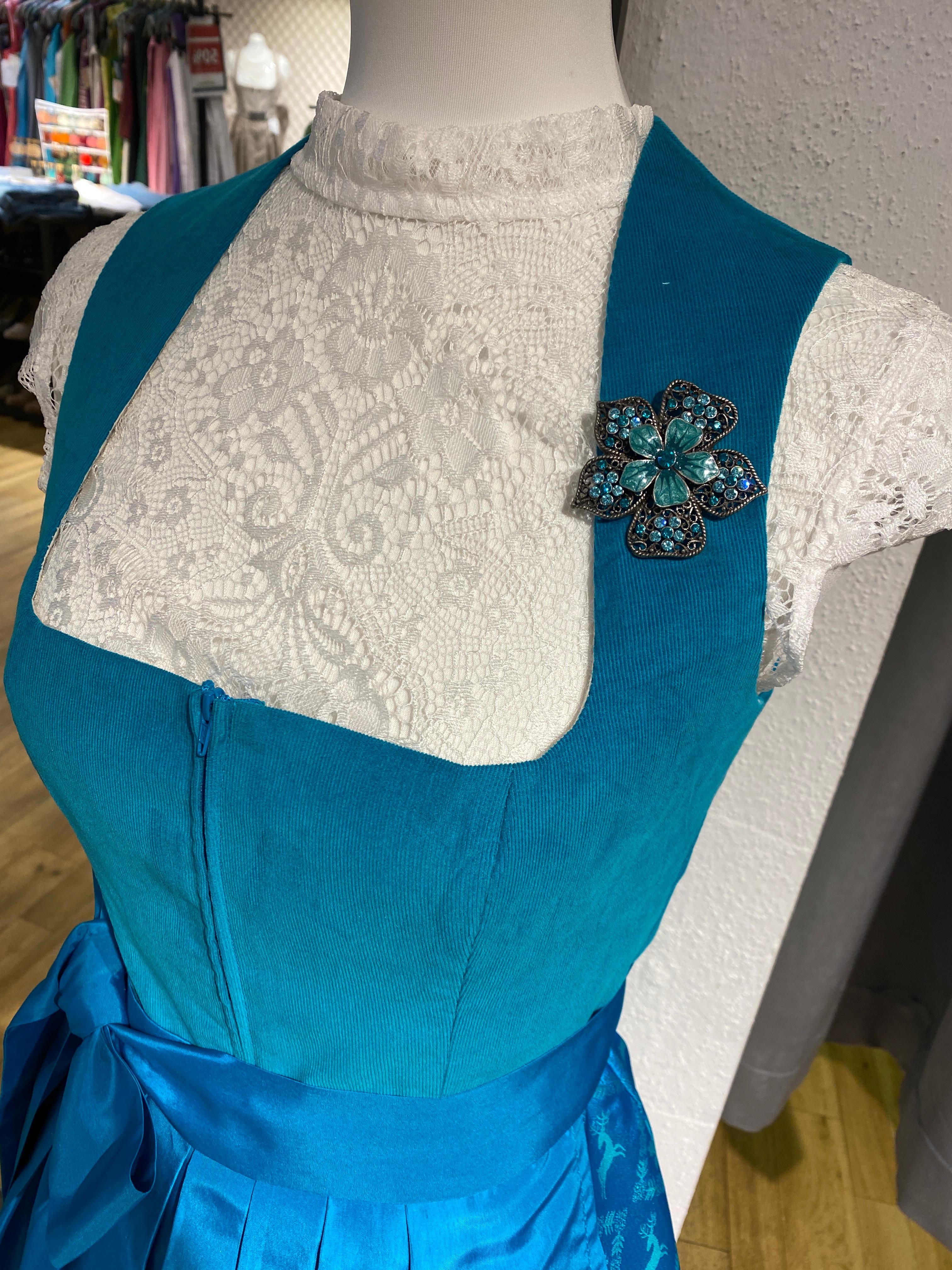 Corddirndl Goldstich Türkis 75cm