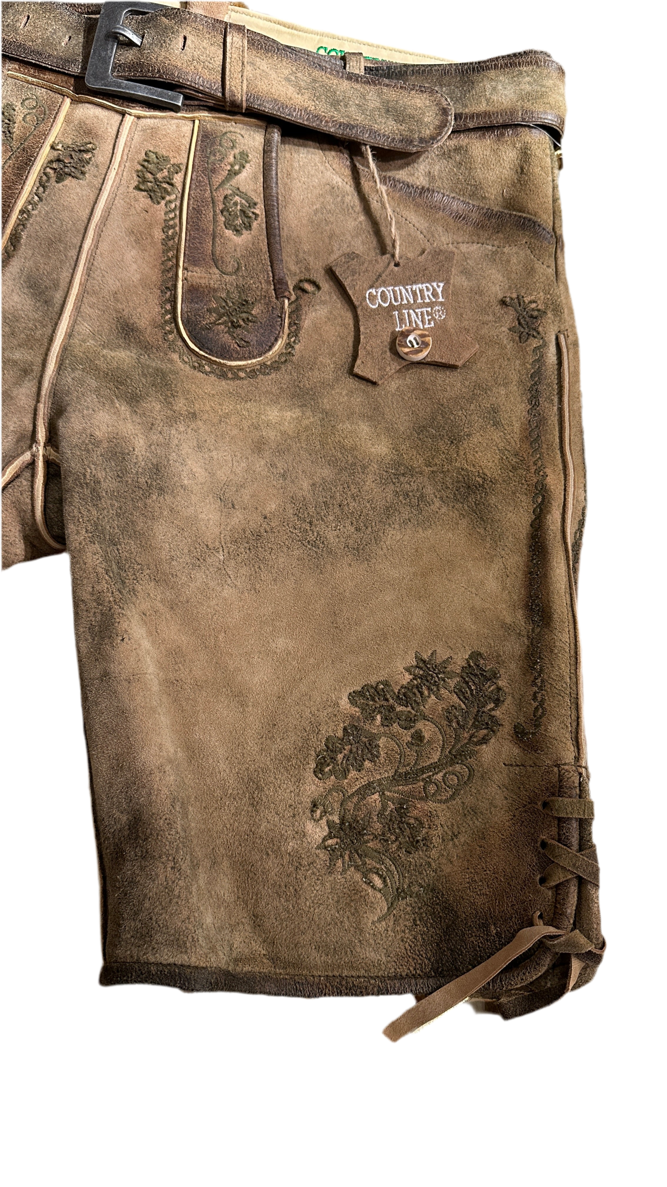Lederhose Country Line braun mit Gürtel