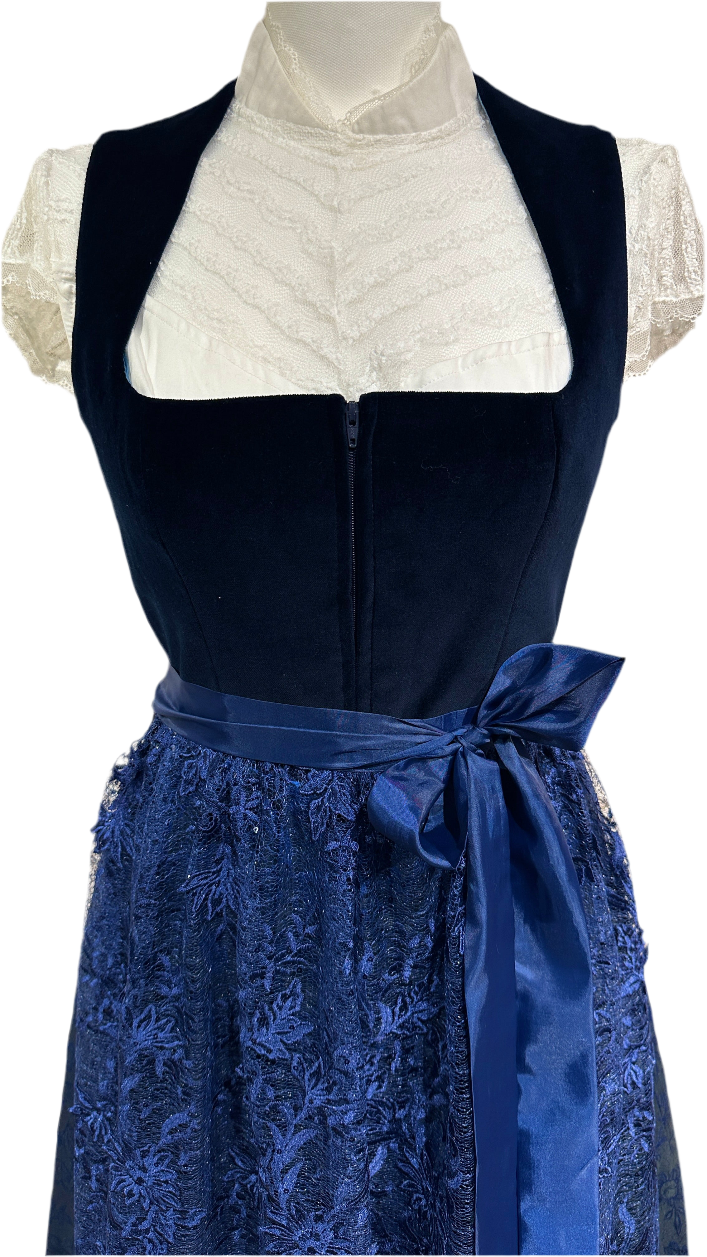 Dirndl Goldstich Samt marine 75cm