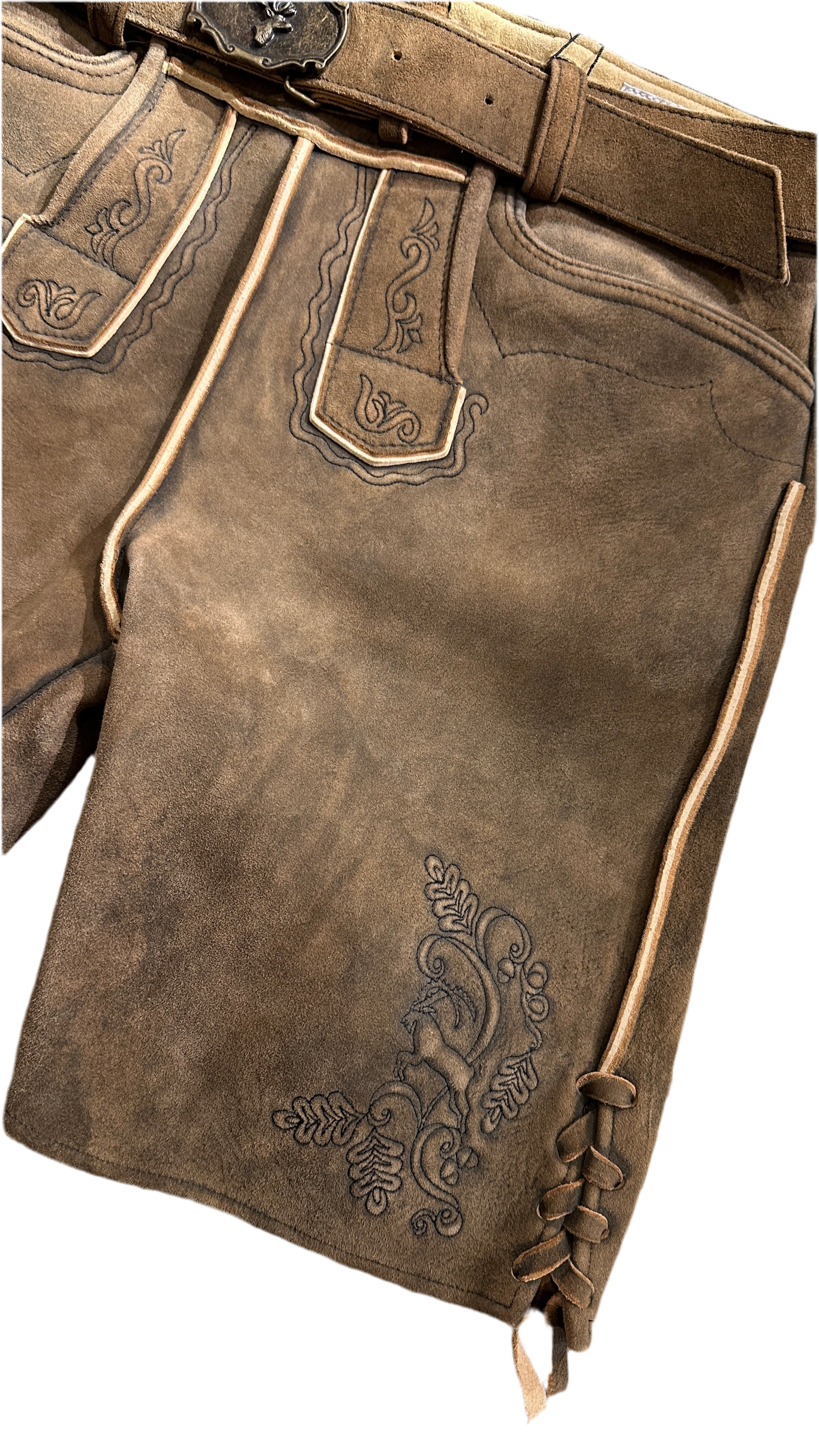 Lederhose G´Weih & Silk Konstantin braun antik Hirsch