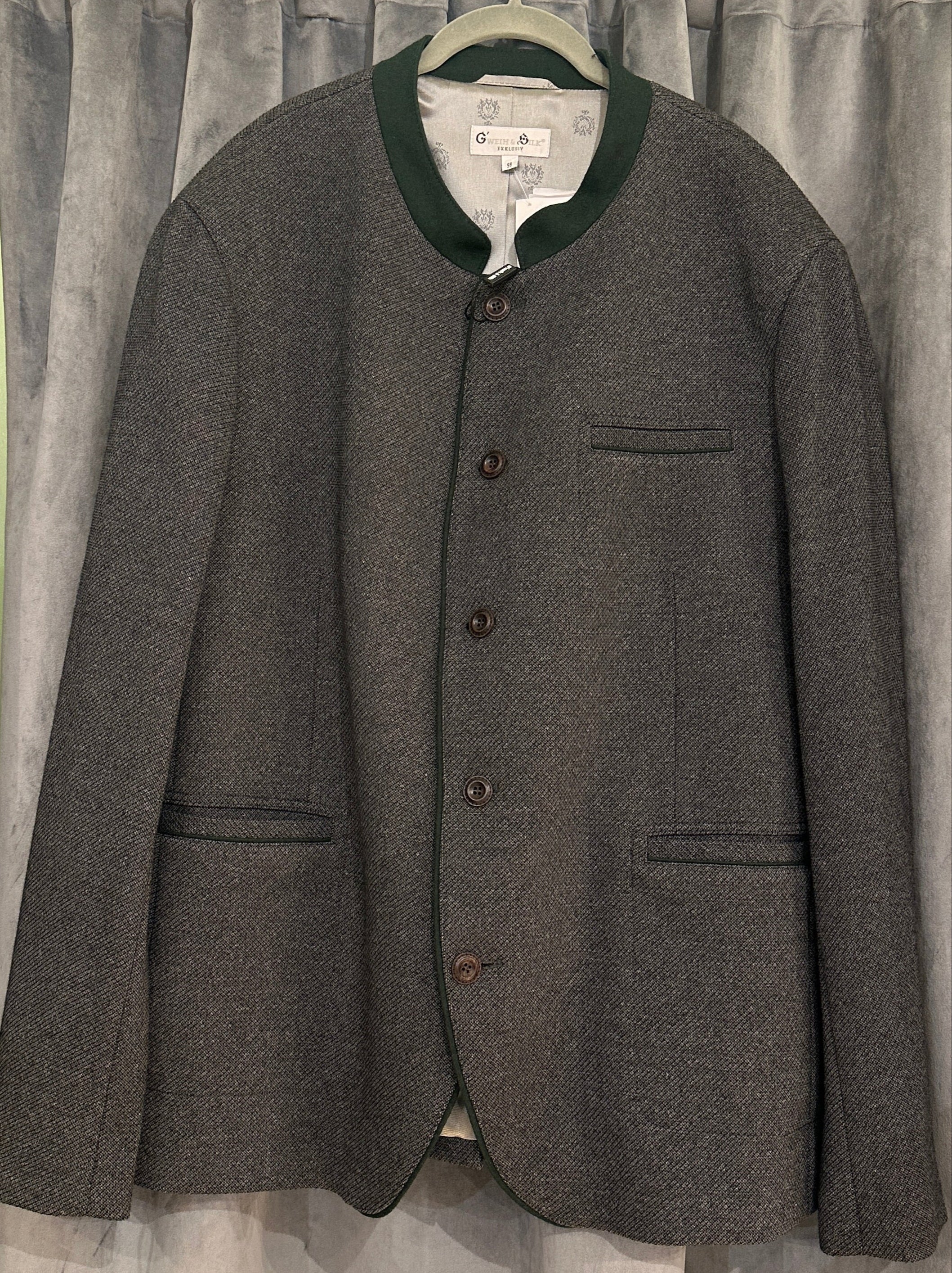 Herren Trachten Janker Jacke G´Weih & Silk anthrazit jersey