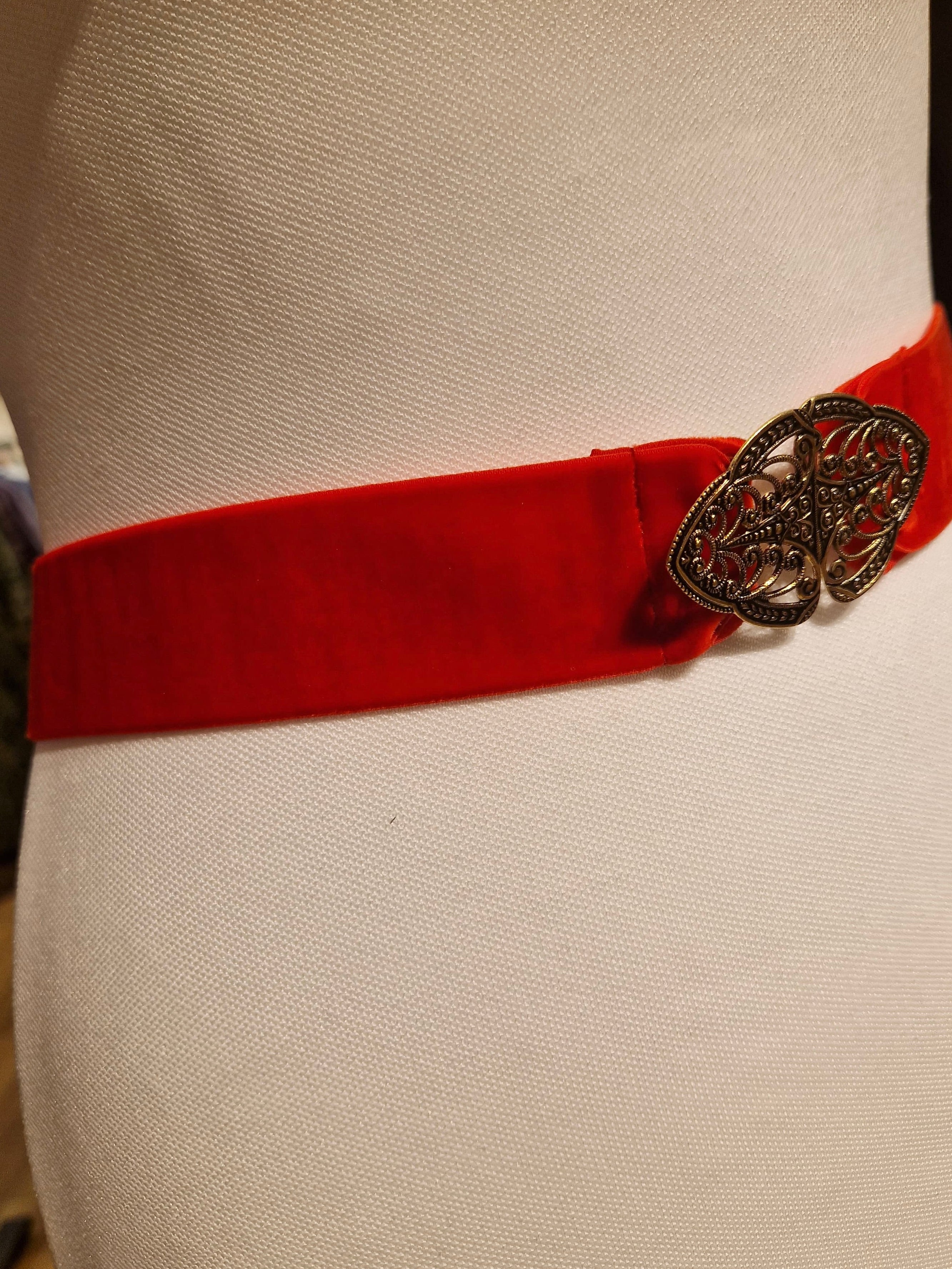 Trachtengürtel Samt Stretch Goldstich rot/gold