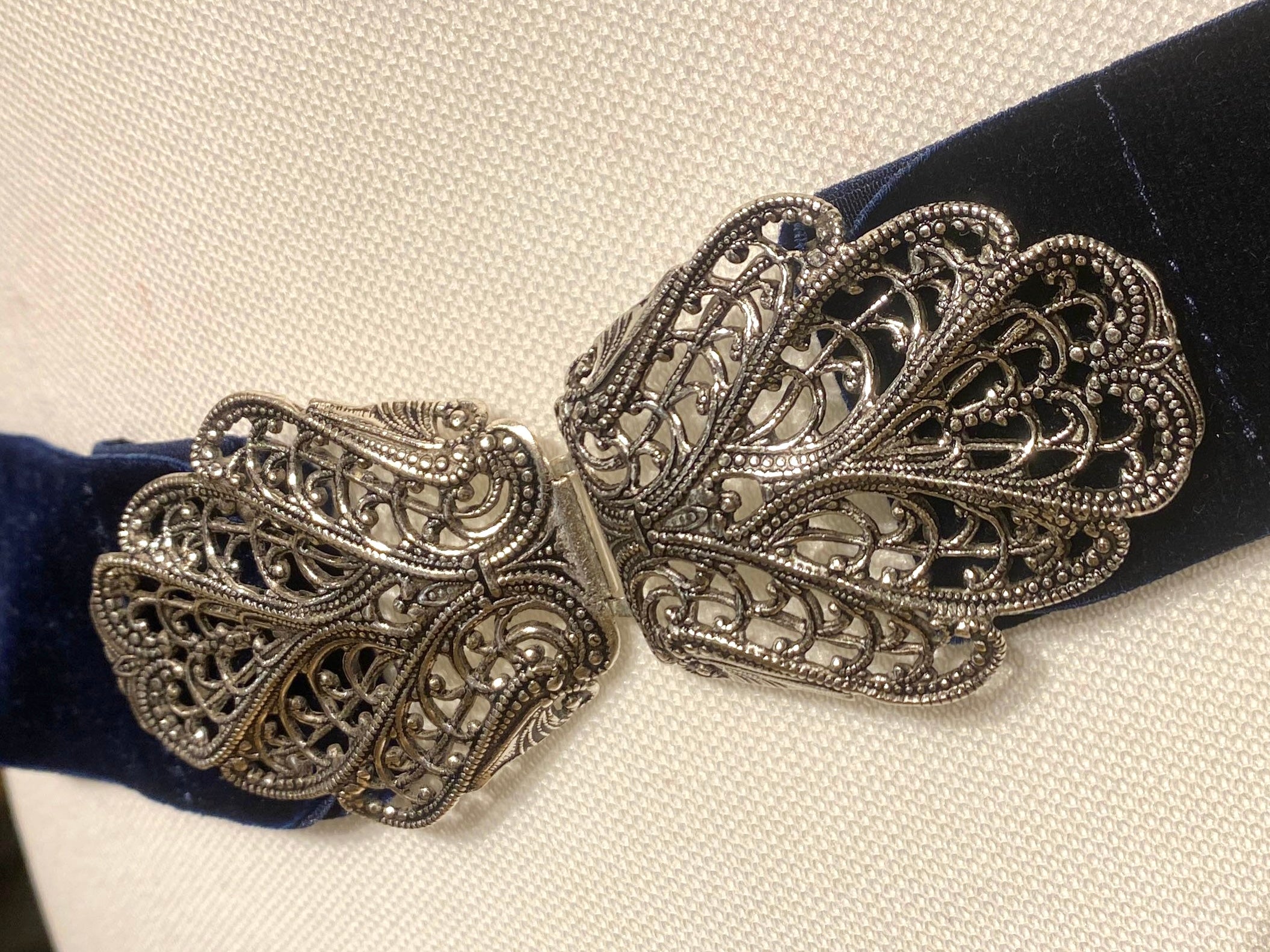 Trachtengürtel Samt Stretch Goldstich dunkelblau/silber