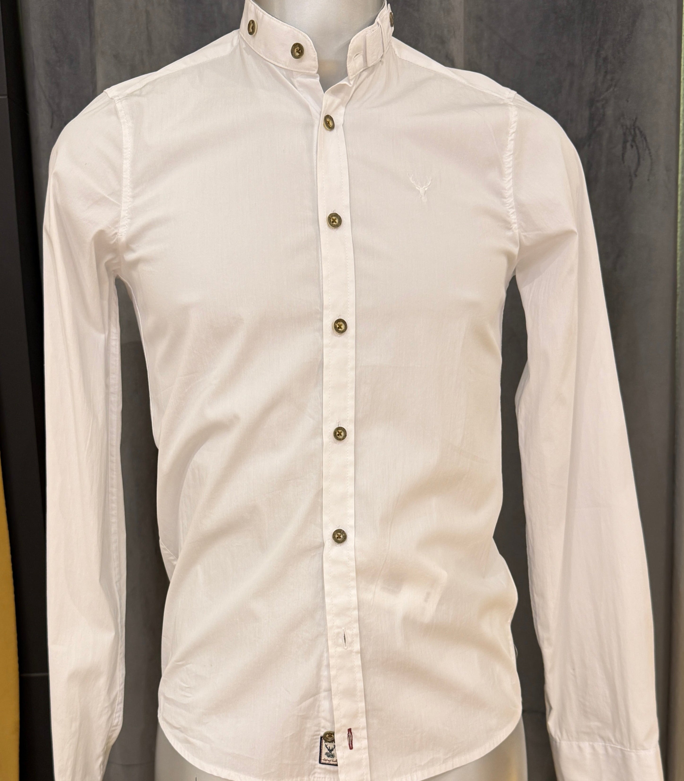 Trachtenhemd Pure weiß Stehkragen Slim Fit