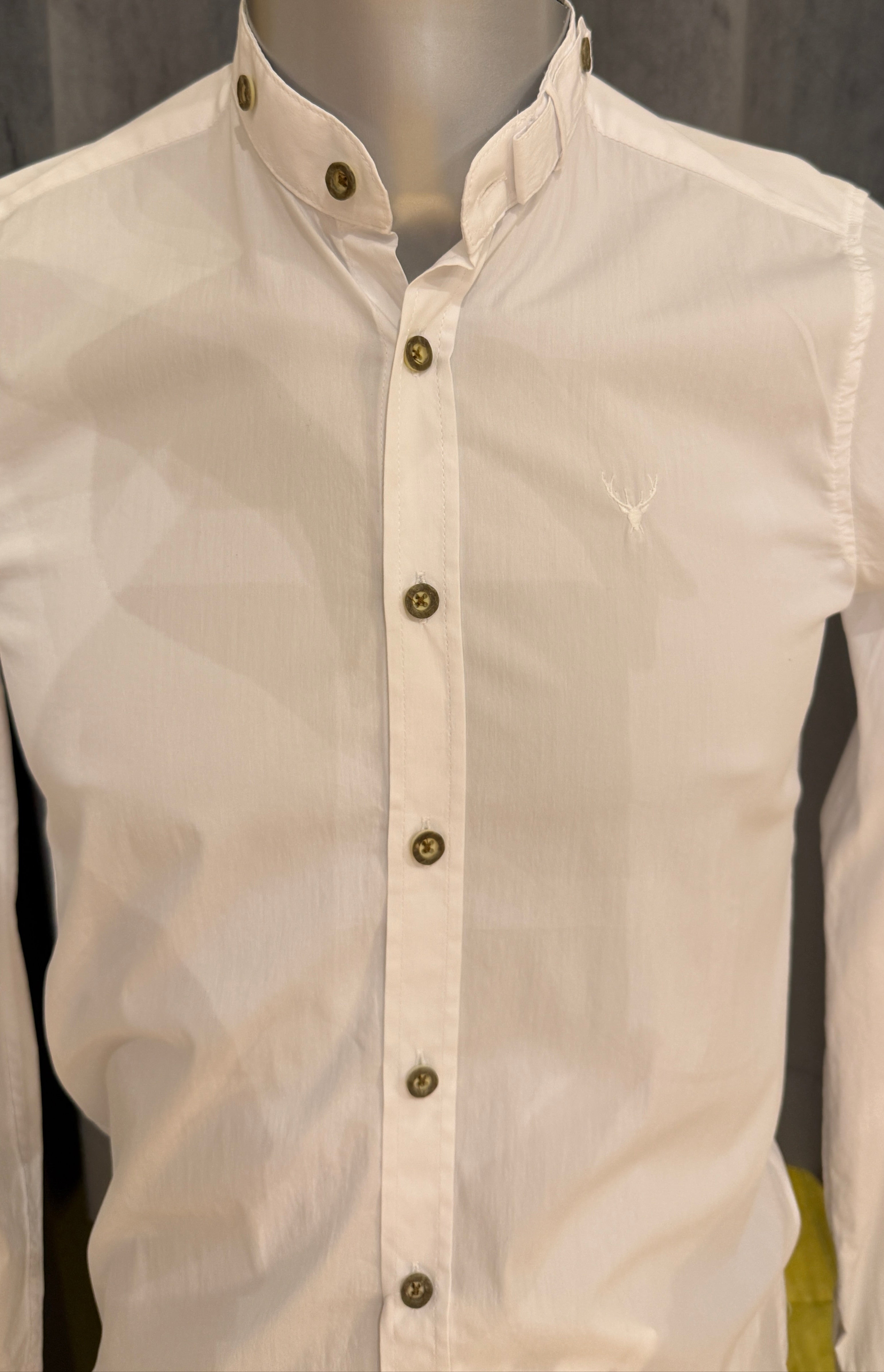 Trachtenhemd Pure weiß Stehkragen Slim Fit