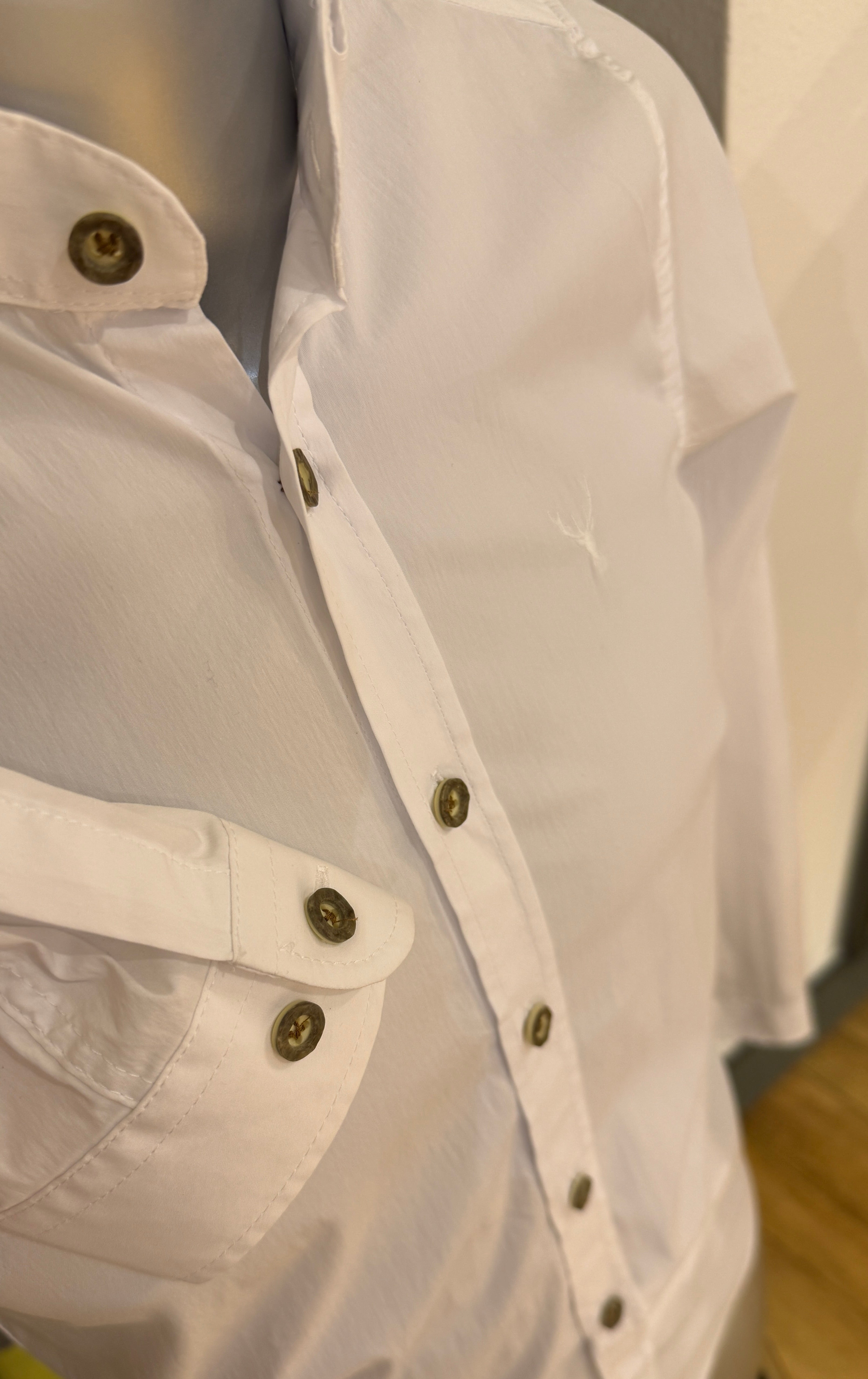 Trachtenhemd Pure weiß Stehkragen Slim Fit