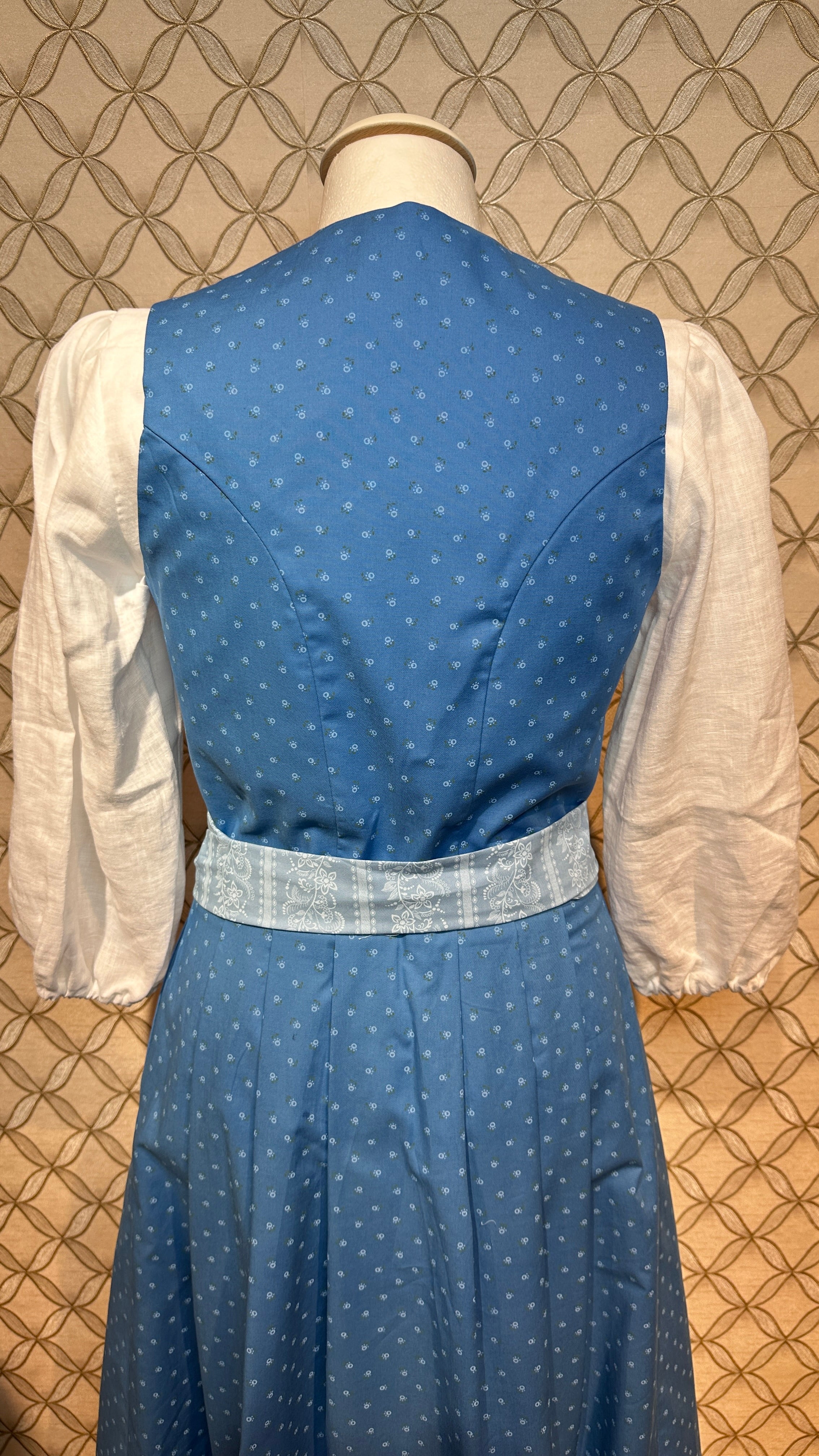 Baumwolldirndl Goldstich blau/hellblau 70cm