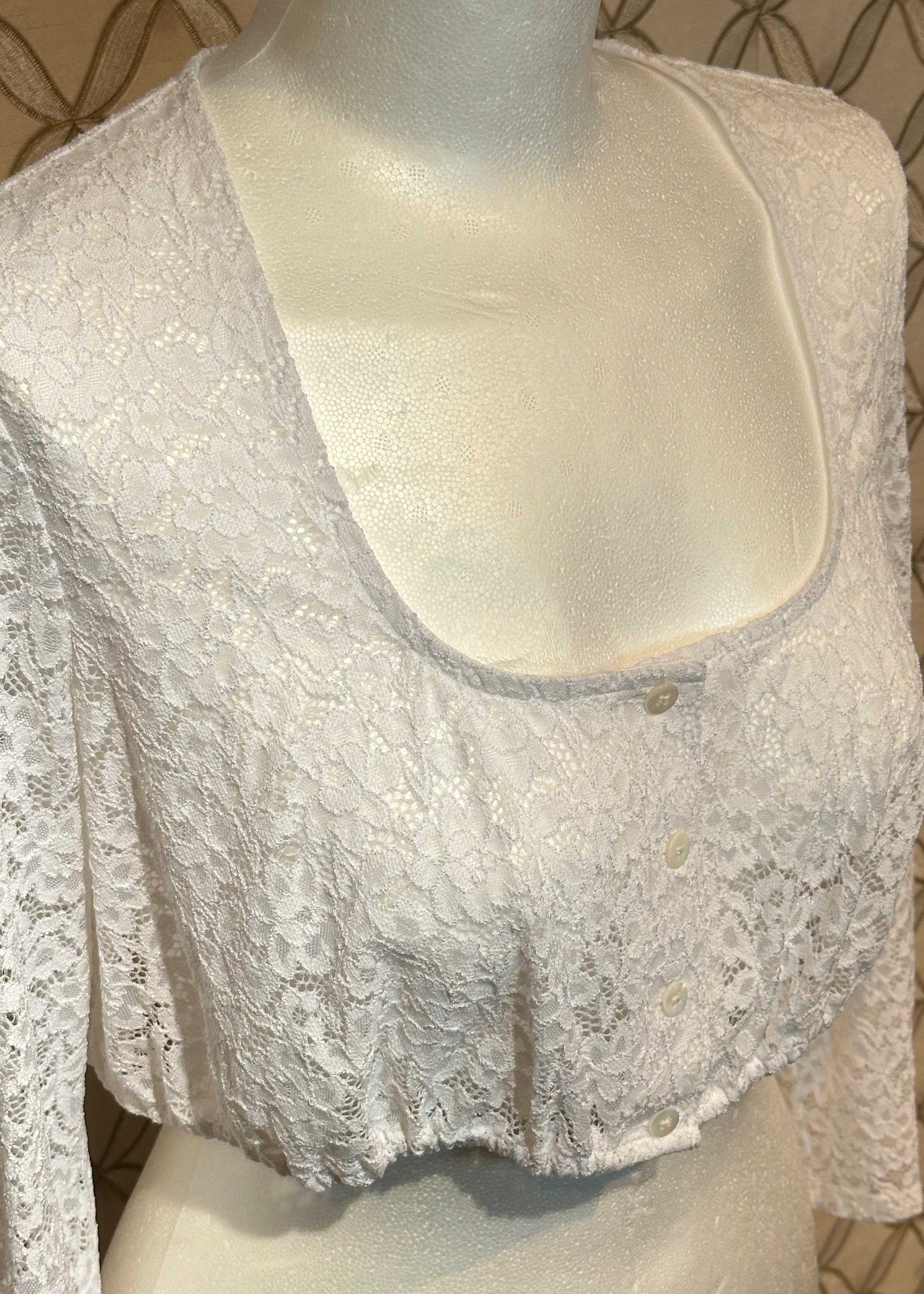 Dirndlbluse Wallmann Spitze 3/4 Arm weiß