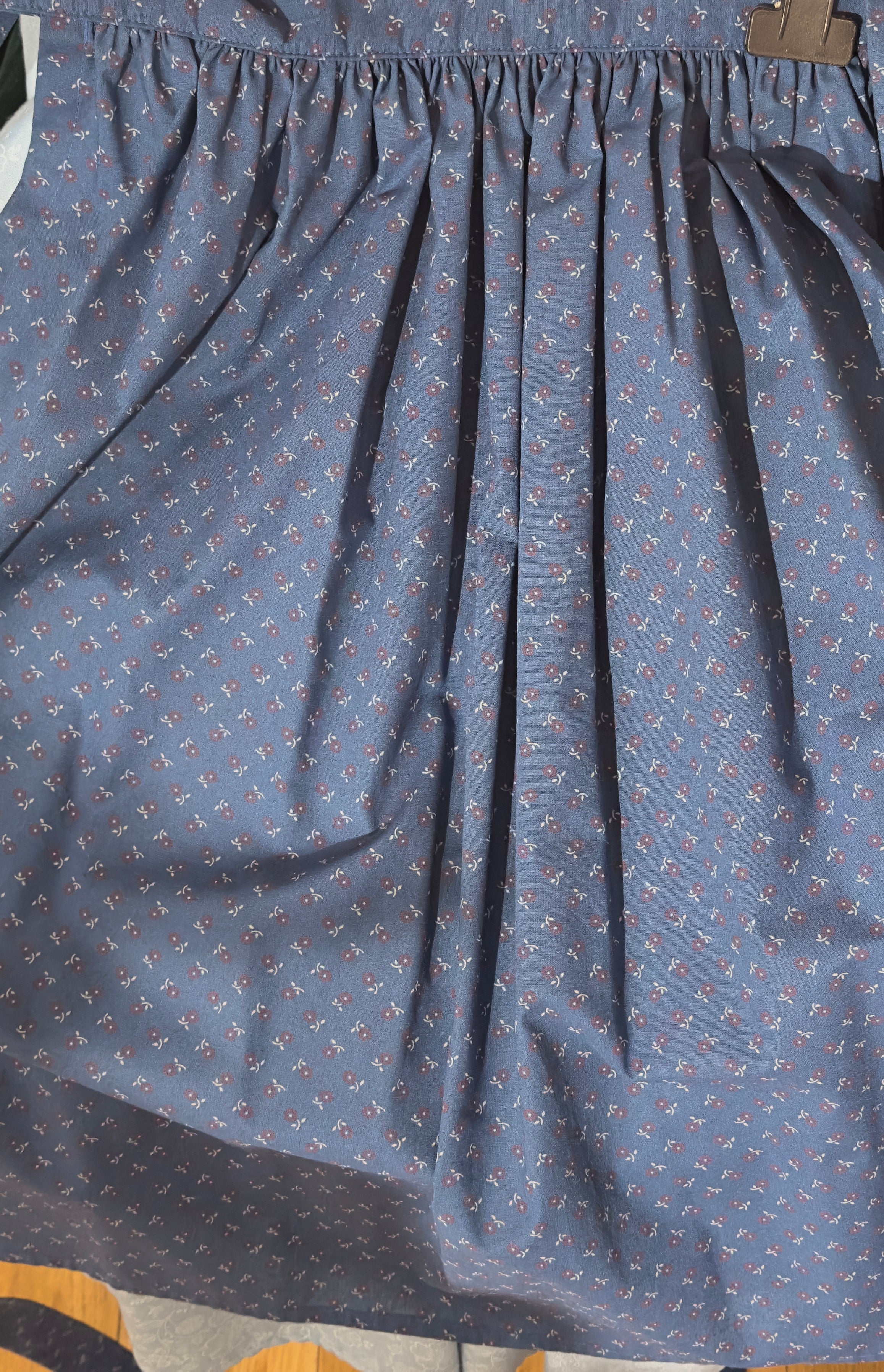 Vintage Baumwolldirndl Goldstich rost/hellblau/blau 65cm