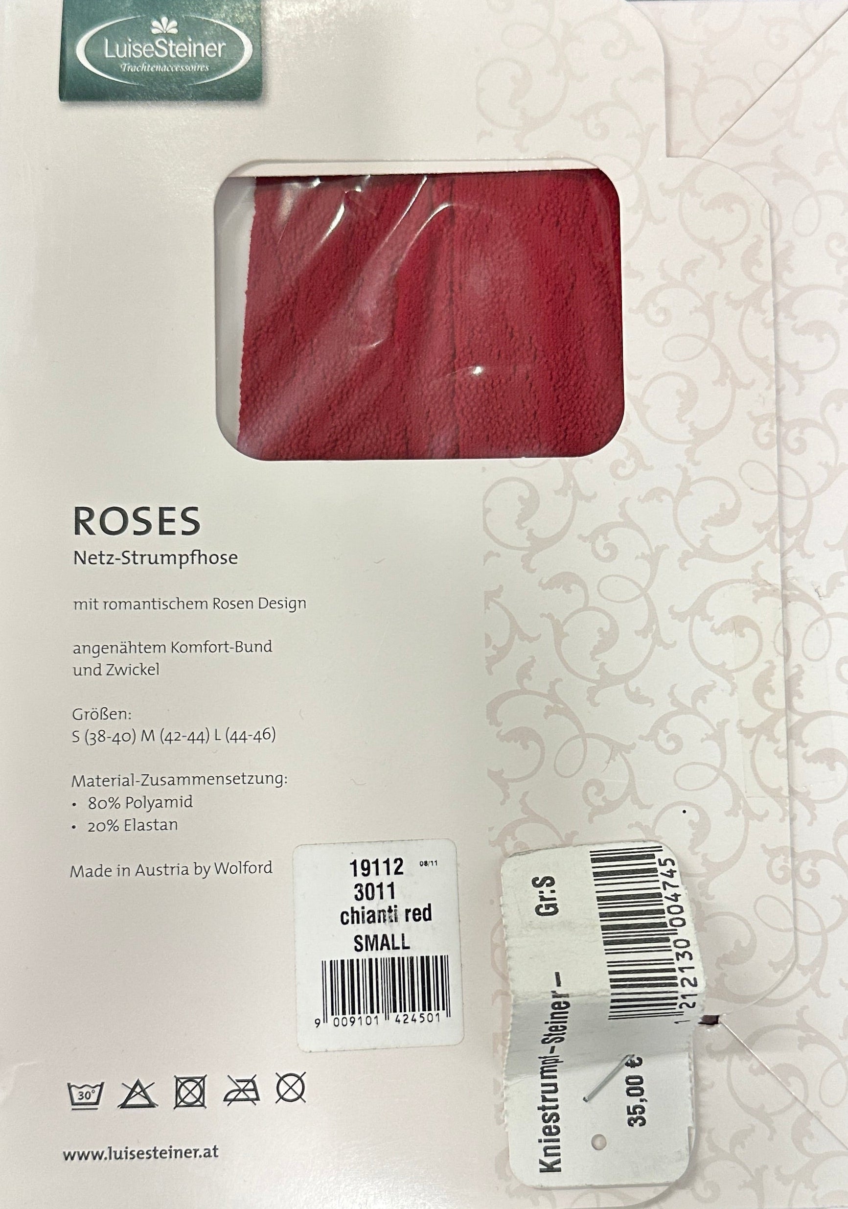 Netzstrumpfhose Roses - Luisa Steiner rot