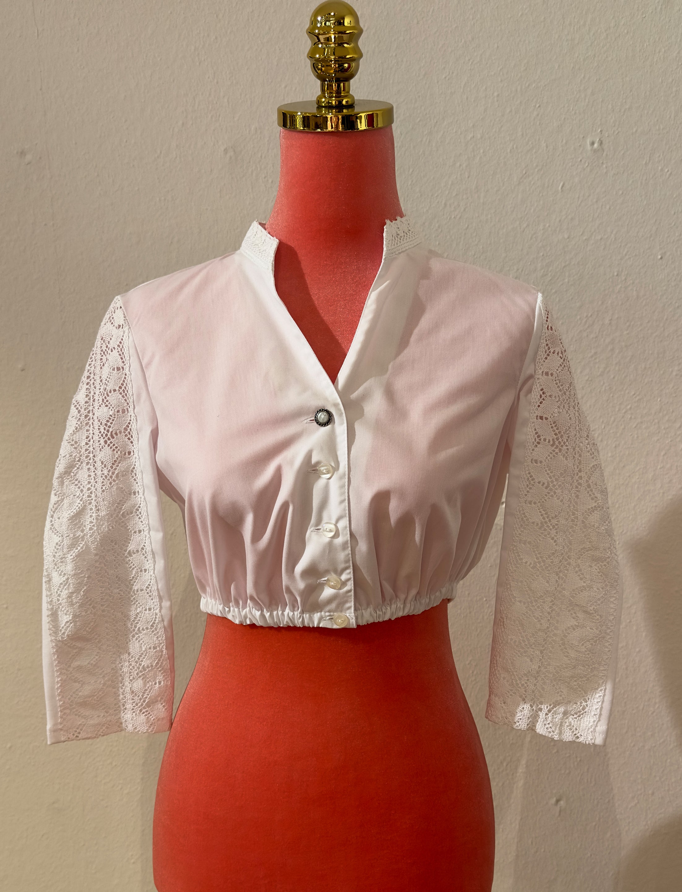 Dirndlbluse Stoiber Erna weiß 3/4 Arm