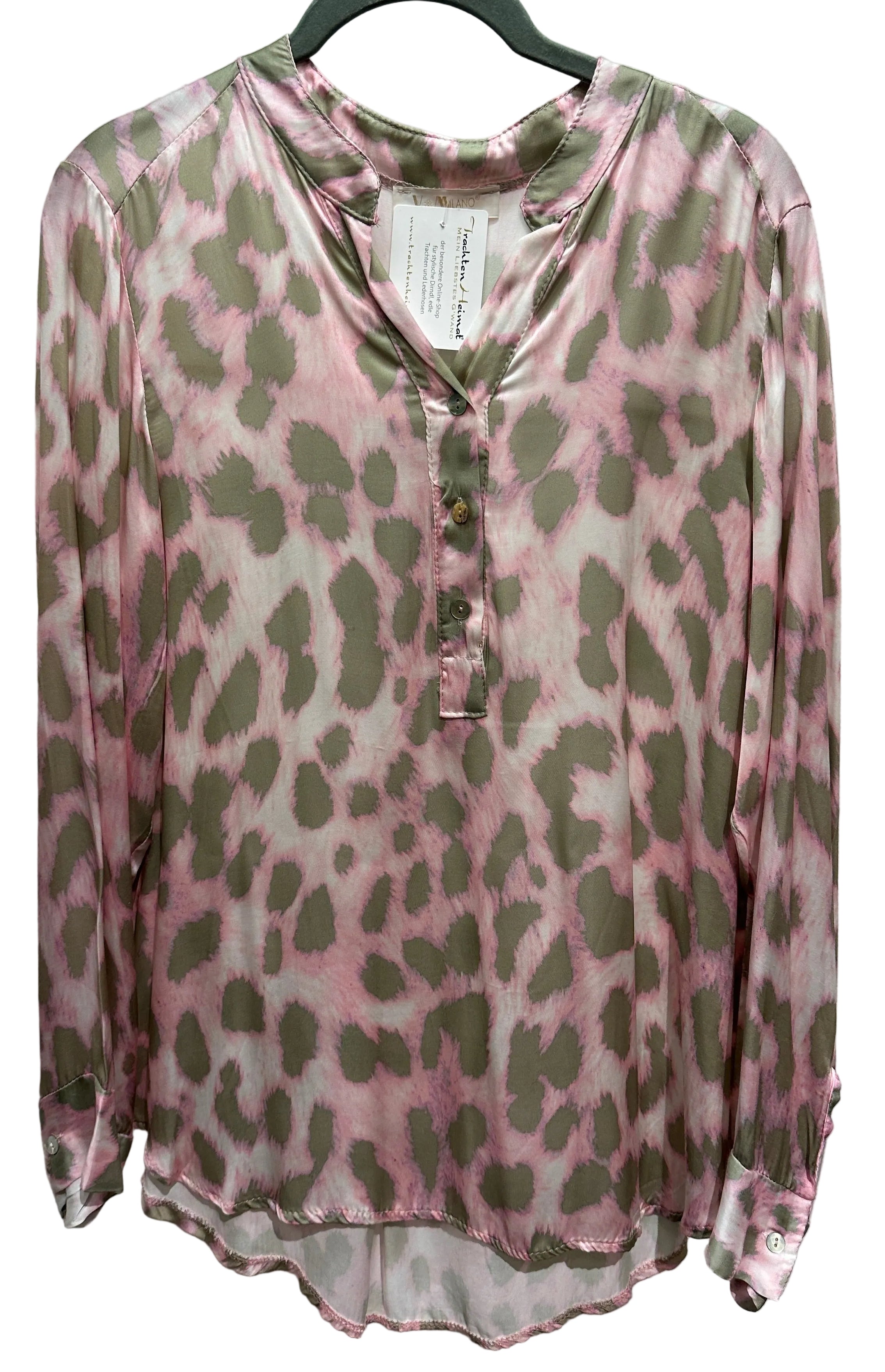 Bluse rosa/grün-leopard