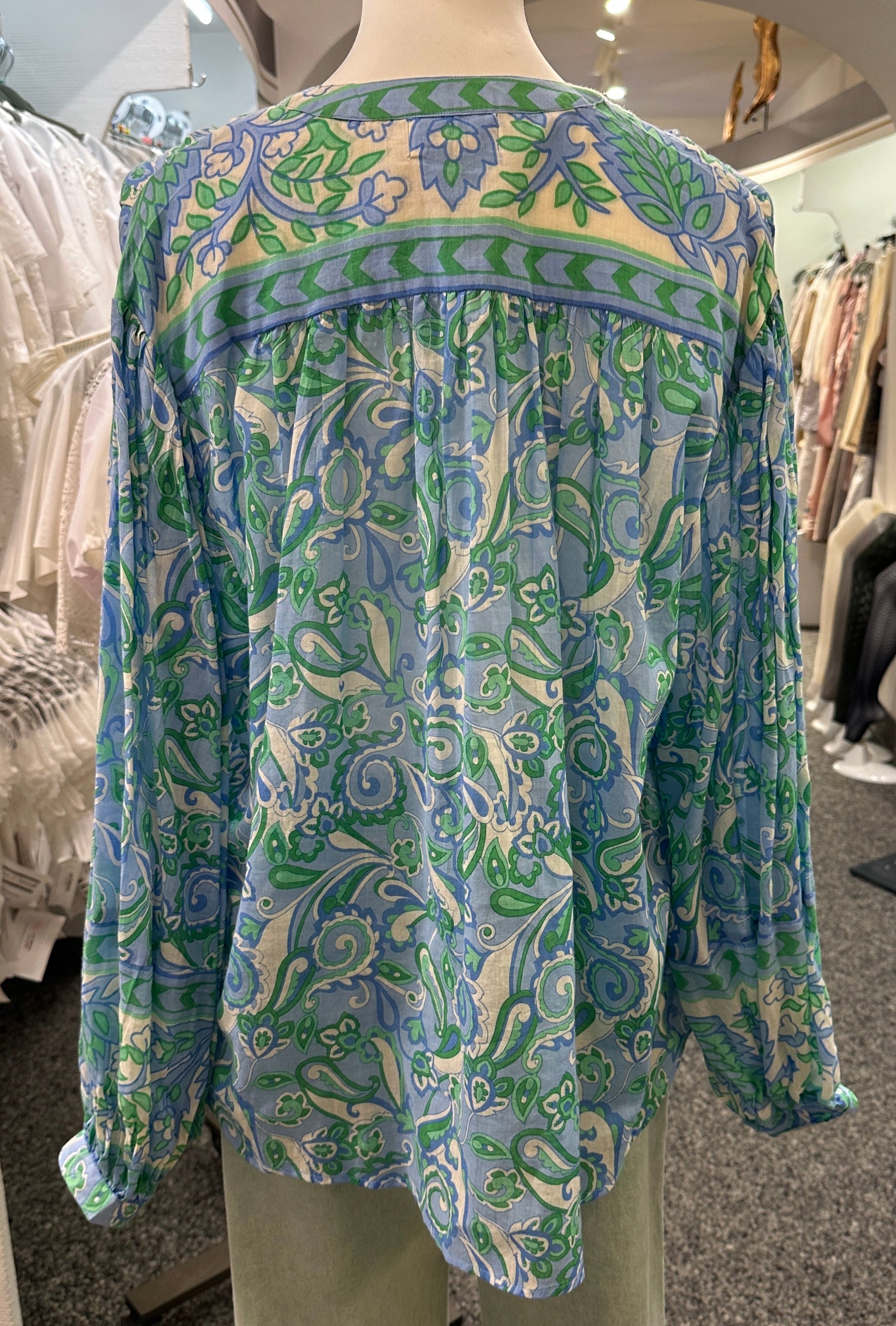 Bluse Miss June blau/grün