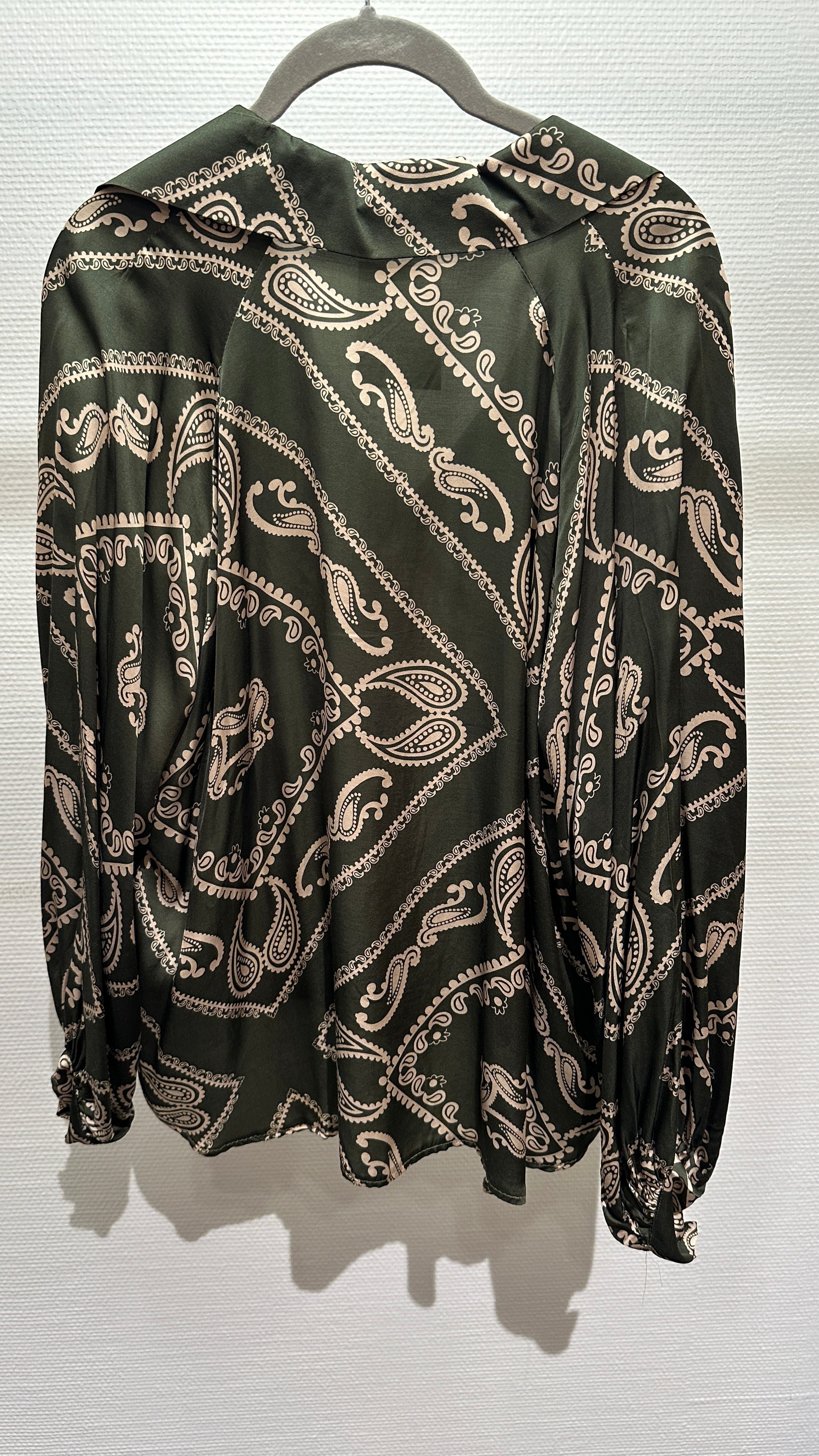 Bluse V Milano dunkelgrün/beige