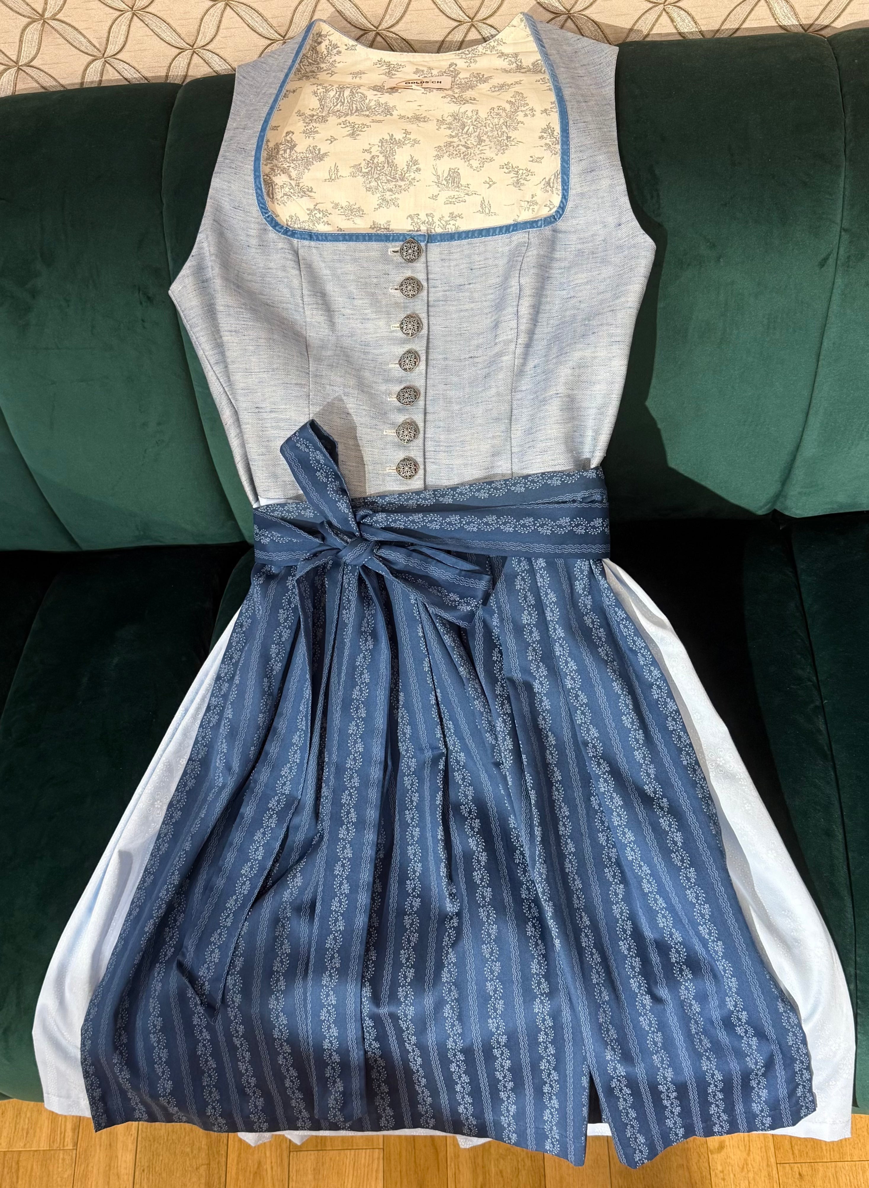 Dirndl Goldstich hellblau 64cm