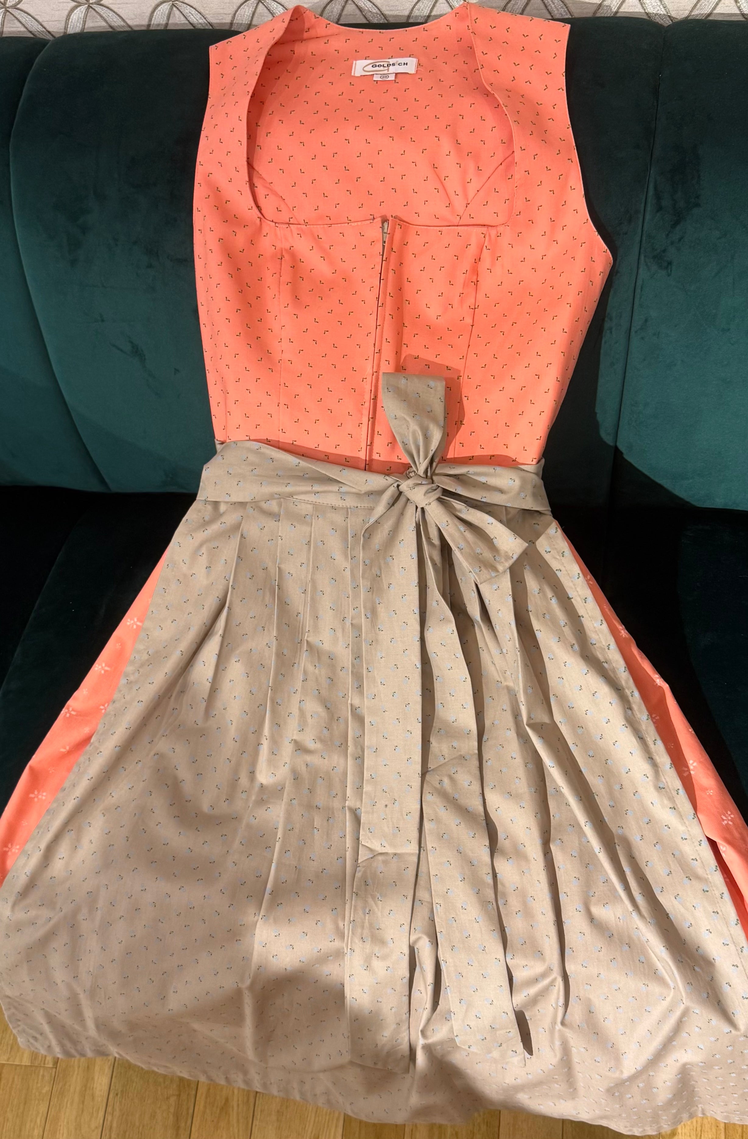 Baumwolldirndl Goldstich lachs/beige 70cm