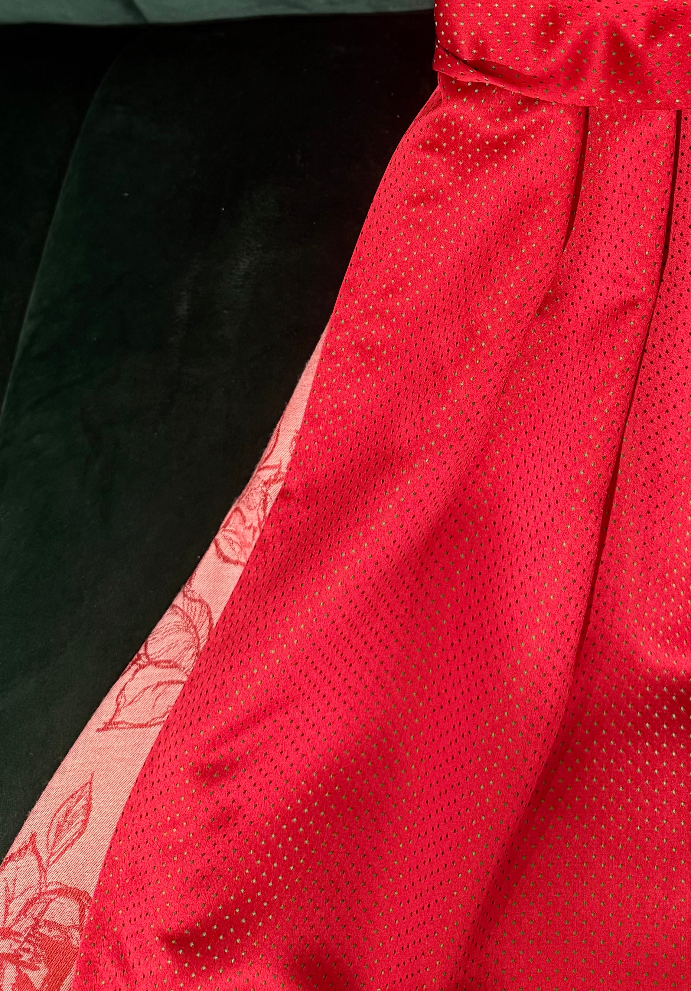 Dirndl Goldstich rot/bordeaux/rose 70cm