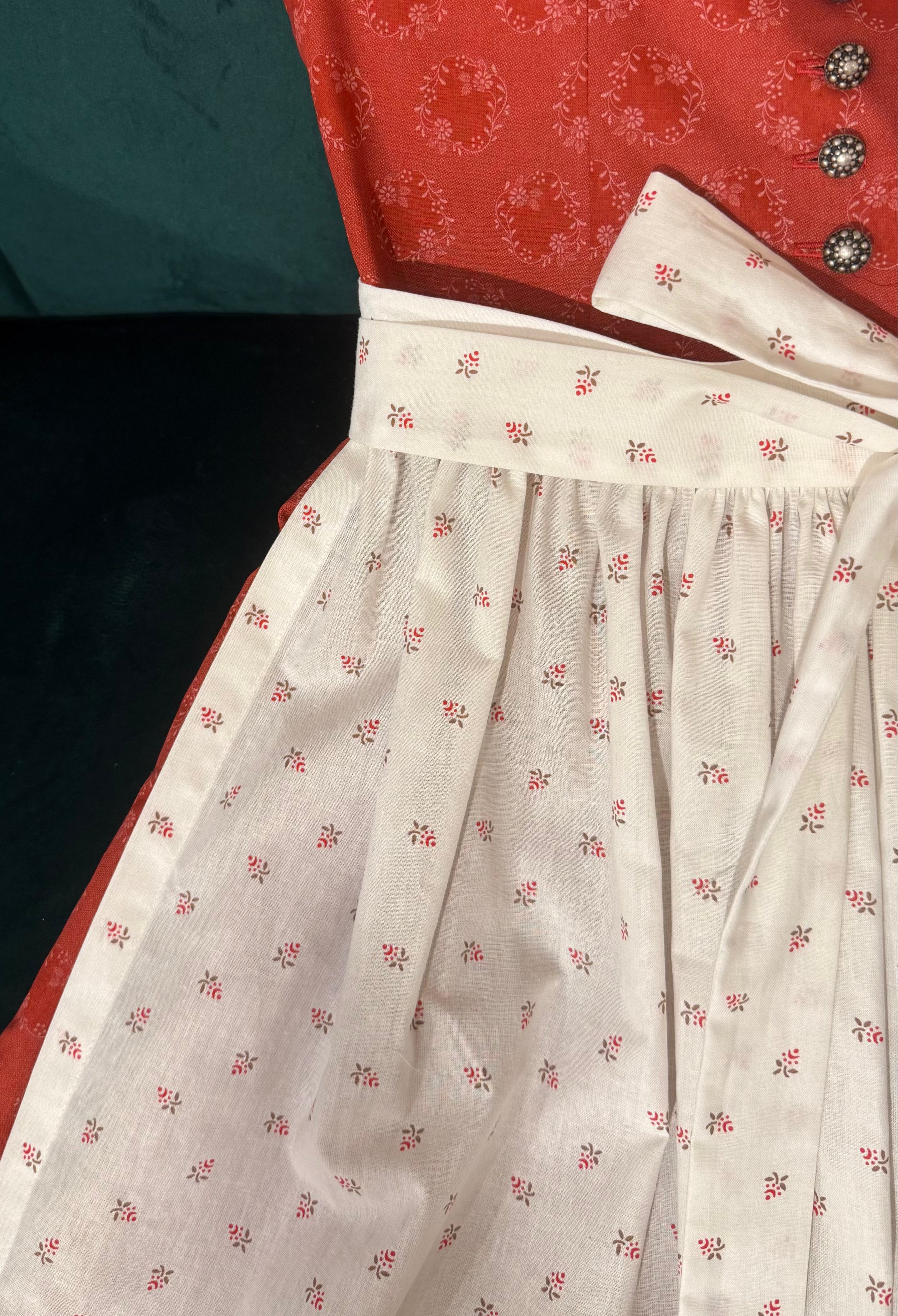 Baumwolldirndl Goldstich orange/weiß 65cm