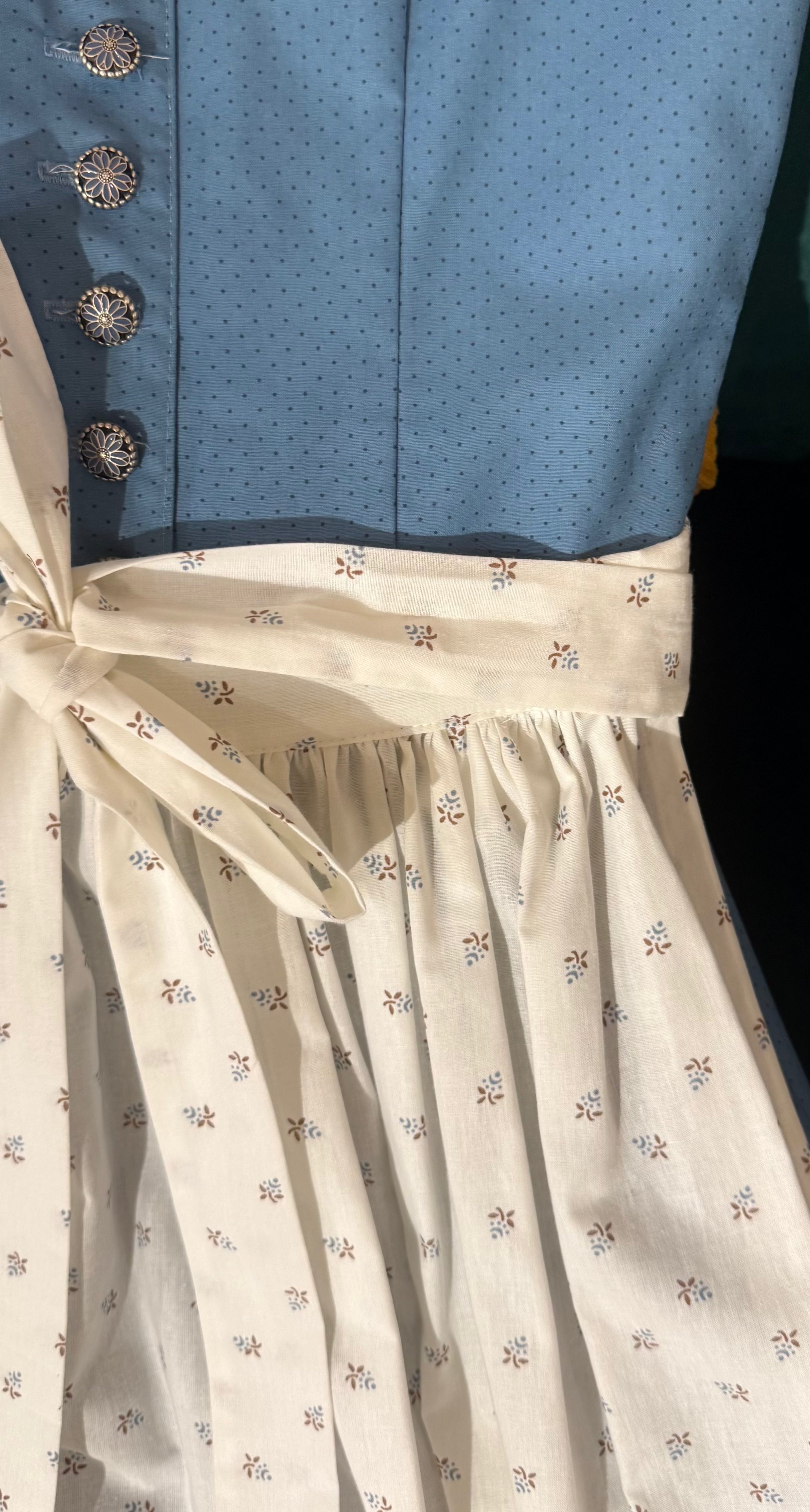 Baumwolldirndl Goldstich blau/weiß 65cm