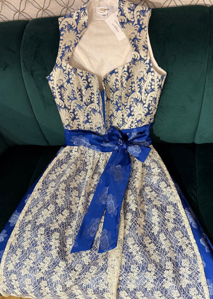 Dirndl Goldstich blau/silber 70cm
