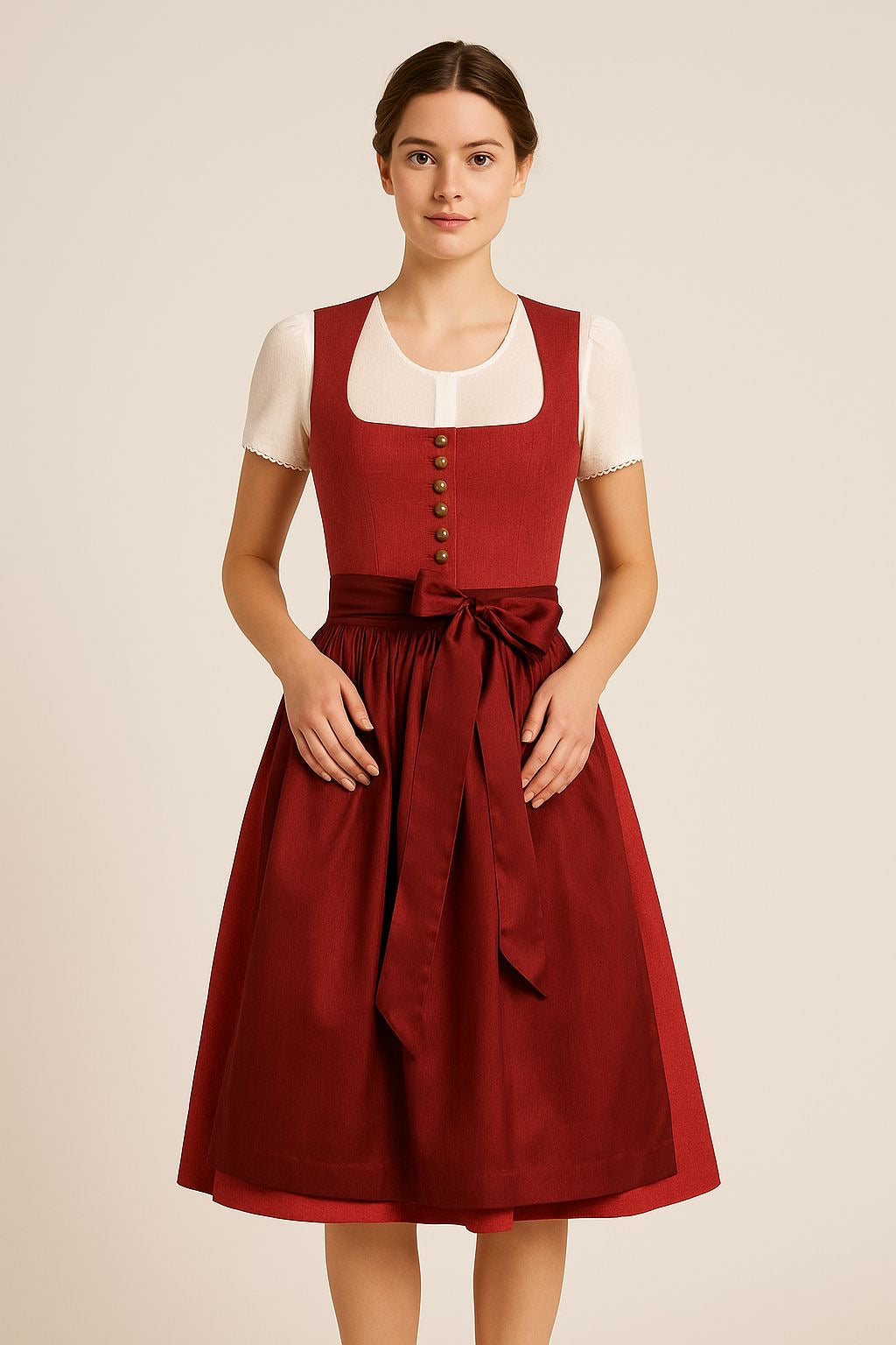 Dirndl Goldstich rot/bordeaux 70cm