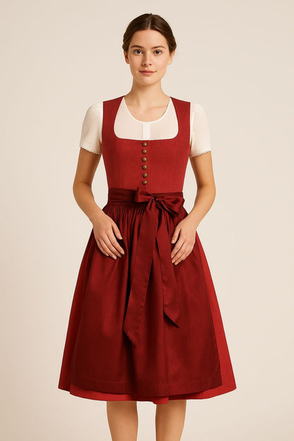 Dirndl Goldstich rot/bordeaux 70cm
