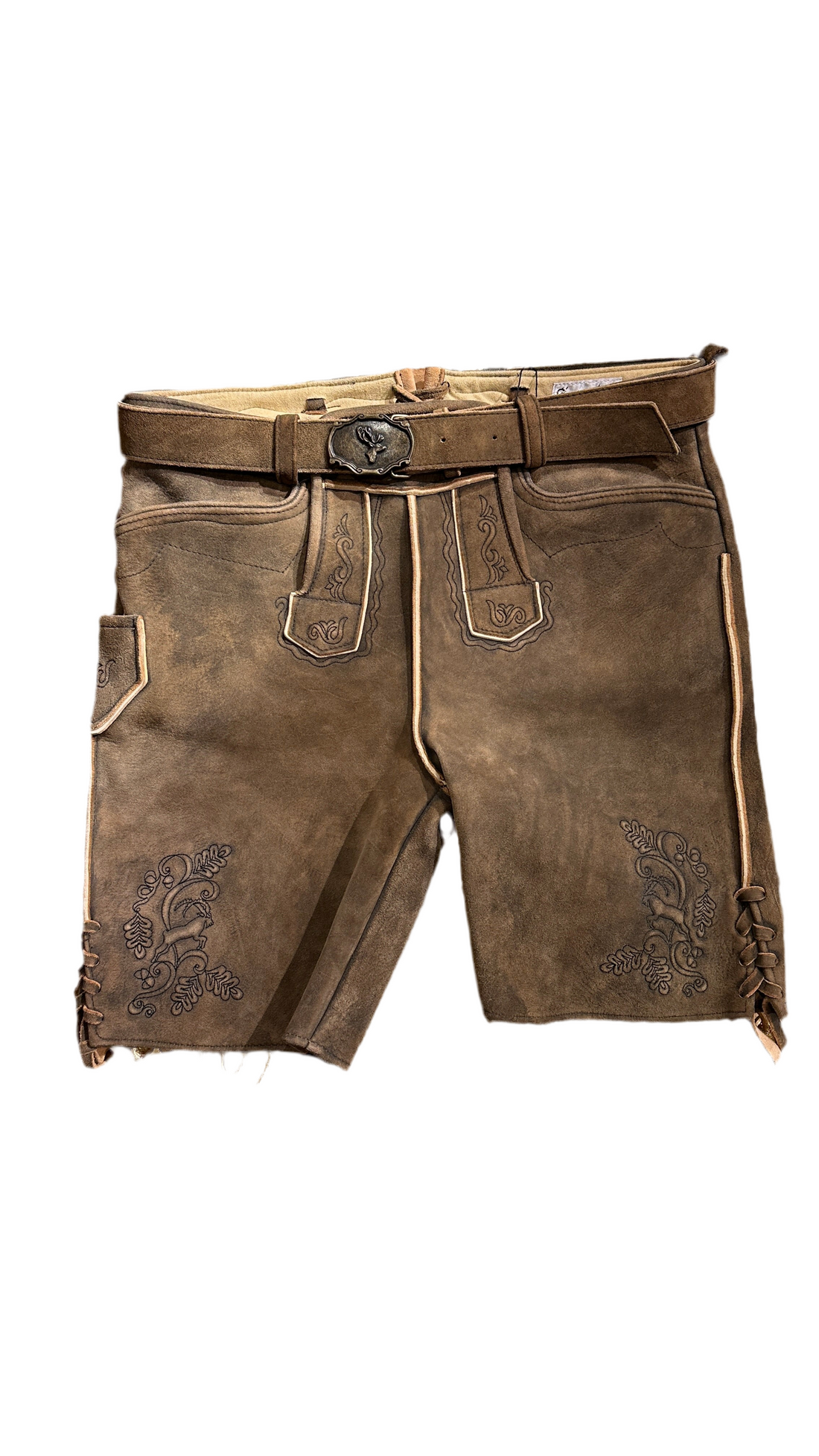 Lederhose G´Weih &amp; Silk Konstantin braun antik Hirsch