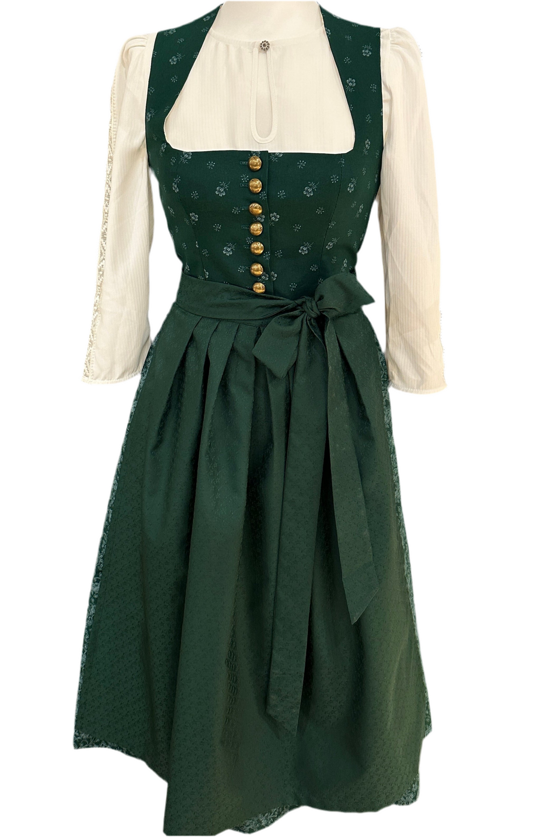 Dirndl Goldstich dunkelgrün 75cm