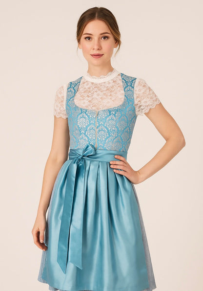 Dirndl Goldstich hellblau/weiß/silber 70cm