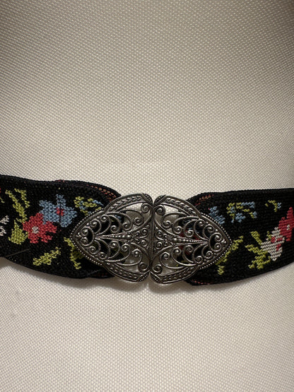 Trachtengürtel Stretch mit Schliße silber
