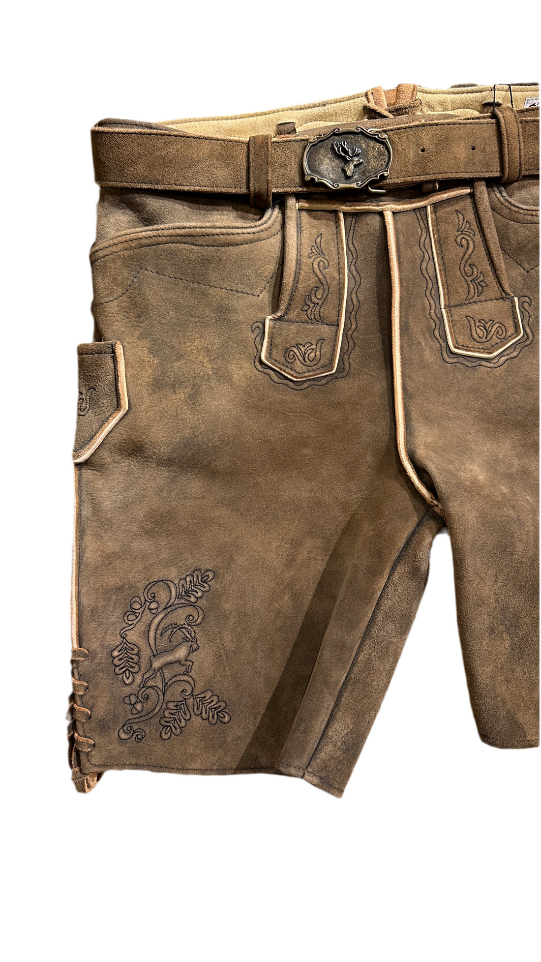 Lederhose G´Weih &amp; Silk Konstantin braun antik Hirsch