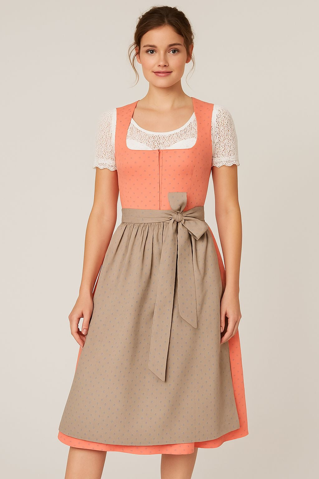 Baumwolldirndl Goldstich lachs/beige 70cm