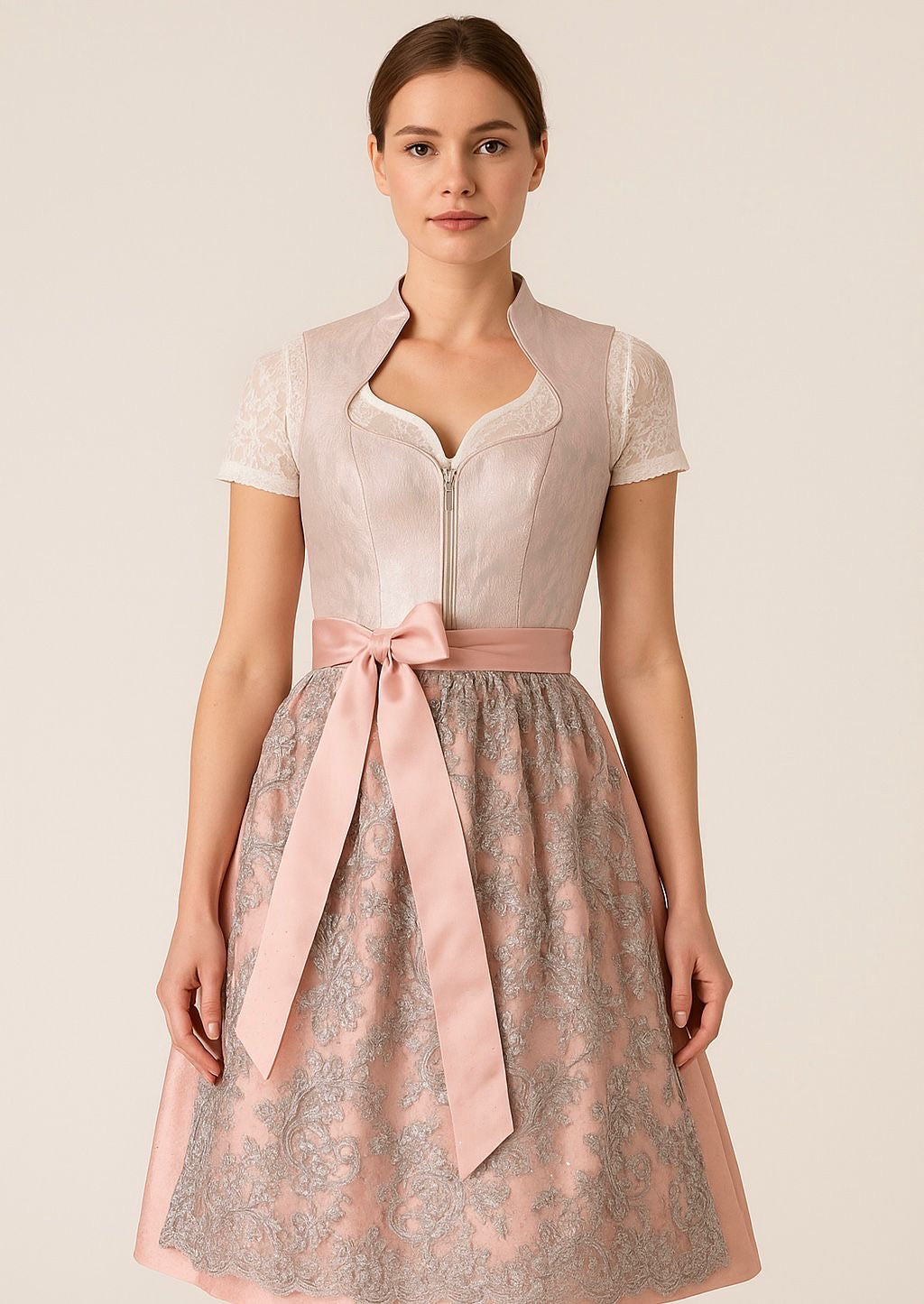 Dirndl Stockerpoint Diamond en Vouge silber/rose 65cm