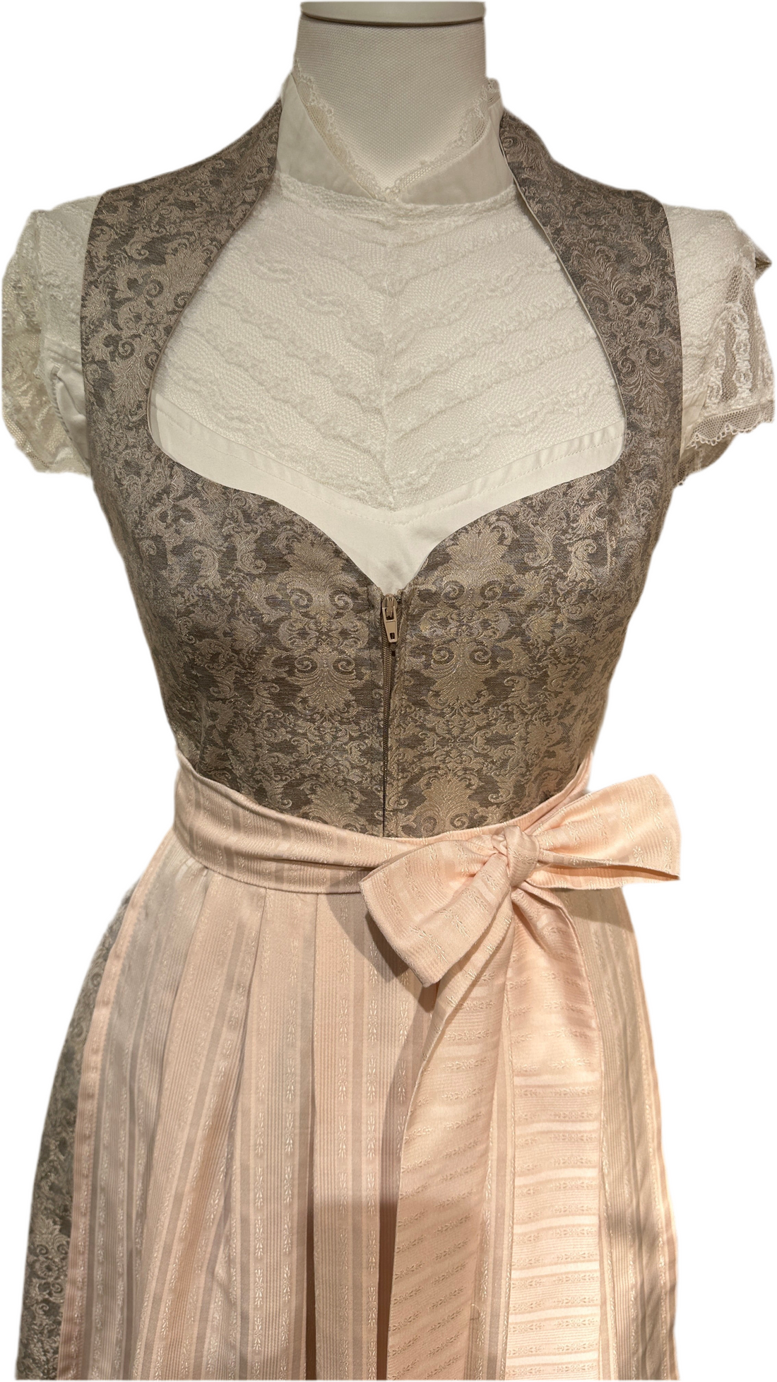 Dirndl Goldstich grau/rose 70cm