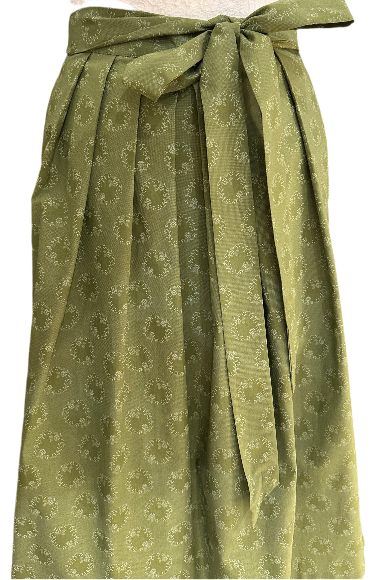 Dirndlschürze Goldstich grün Muster 70cm