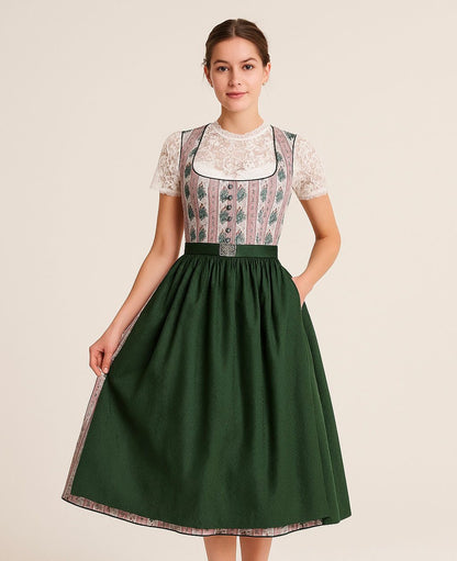 Dirndl Goldstich Blumen rosa/grün 64cm