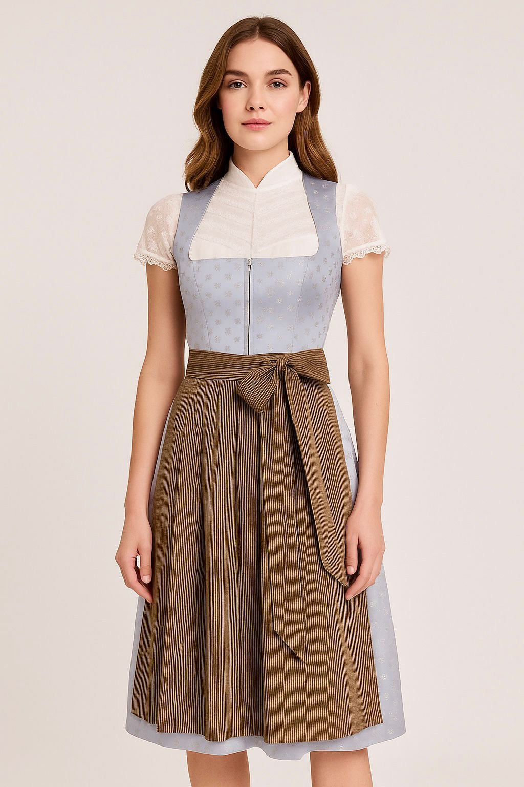 Dirndl Goldstich eisblau 75cm