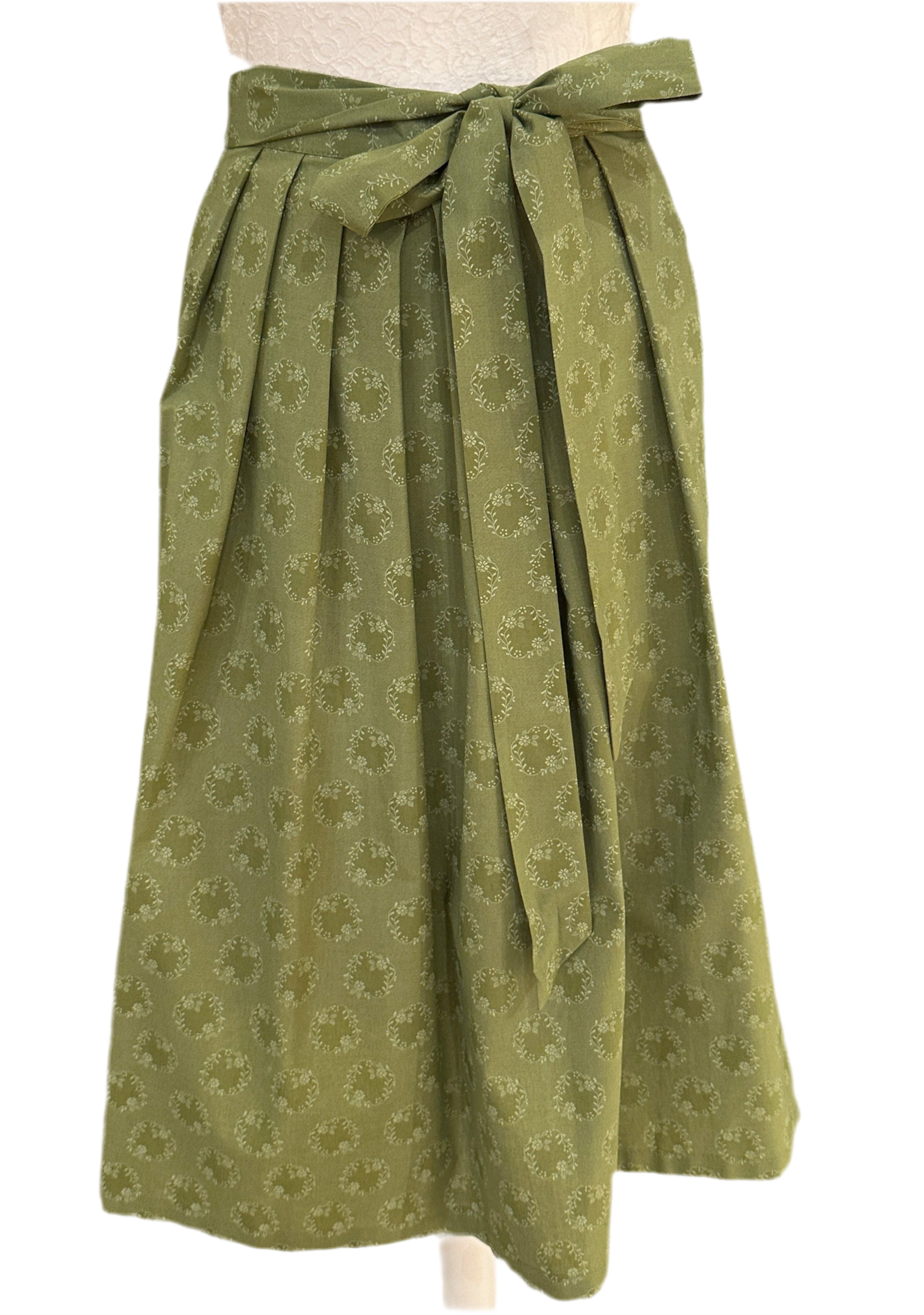 Dirndlschürze Goldstich grün Muster 70cm