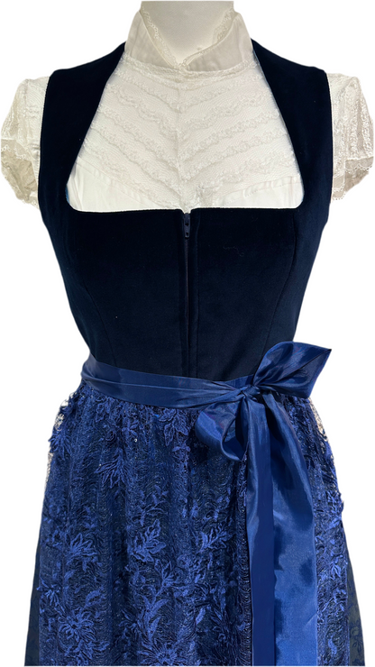 Dirndl Goldstich Samt marine 75cm