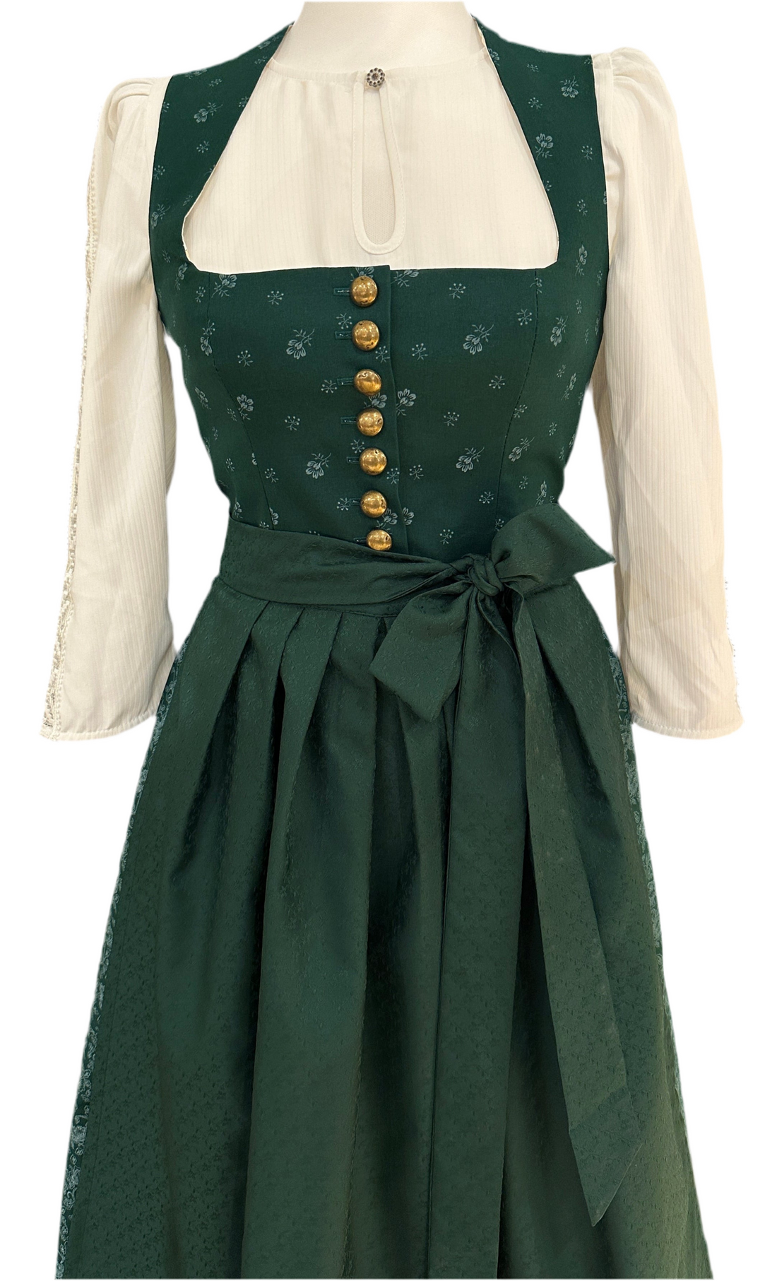 Dirndl Goldstich dunkelgrün 75cm