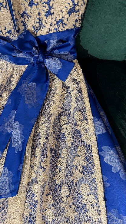 Dirndl Goldstich blau/silber 70cm