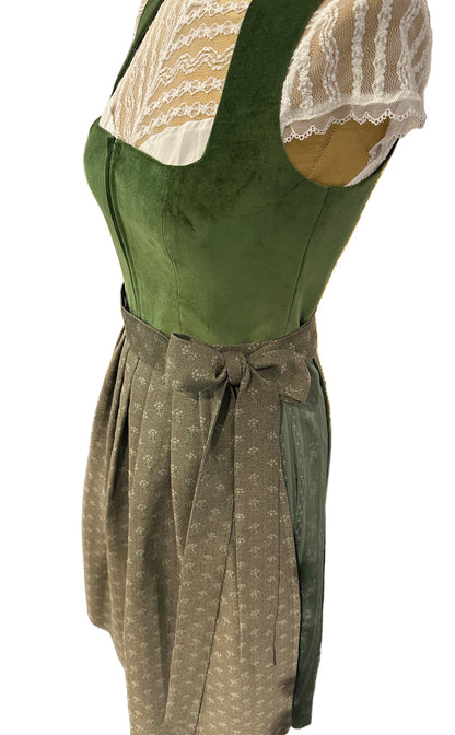Samt Dirndl Goldstich grün 75cm