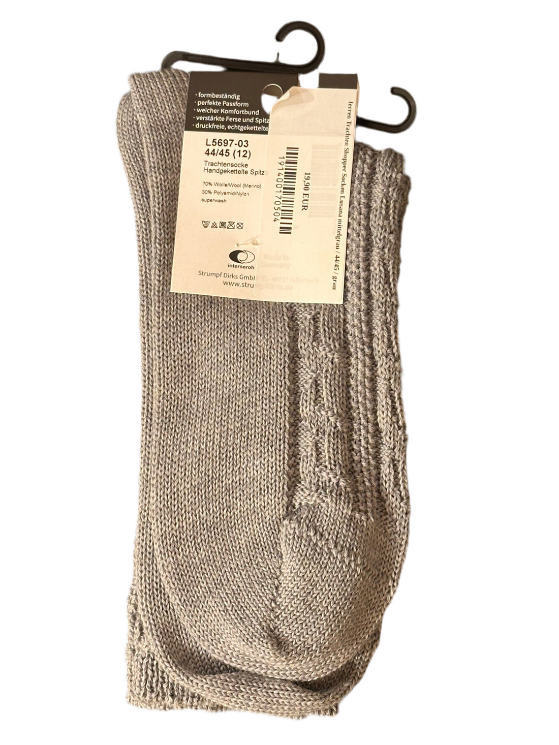 Lusana Trachten Schopper Socken mittelgrau