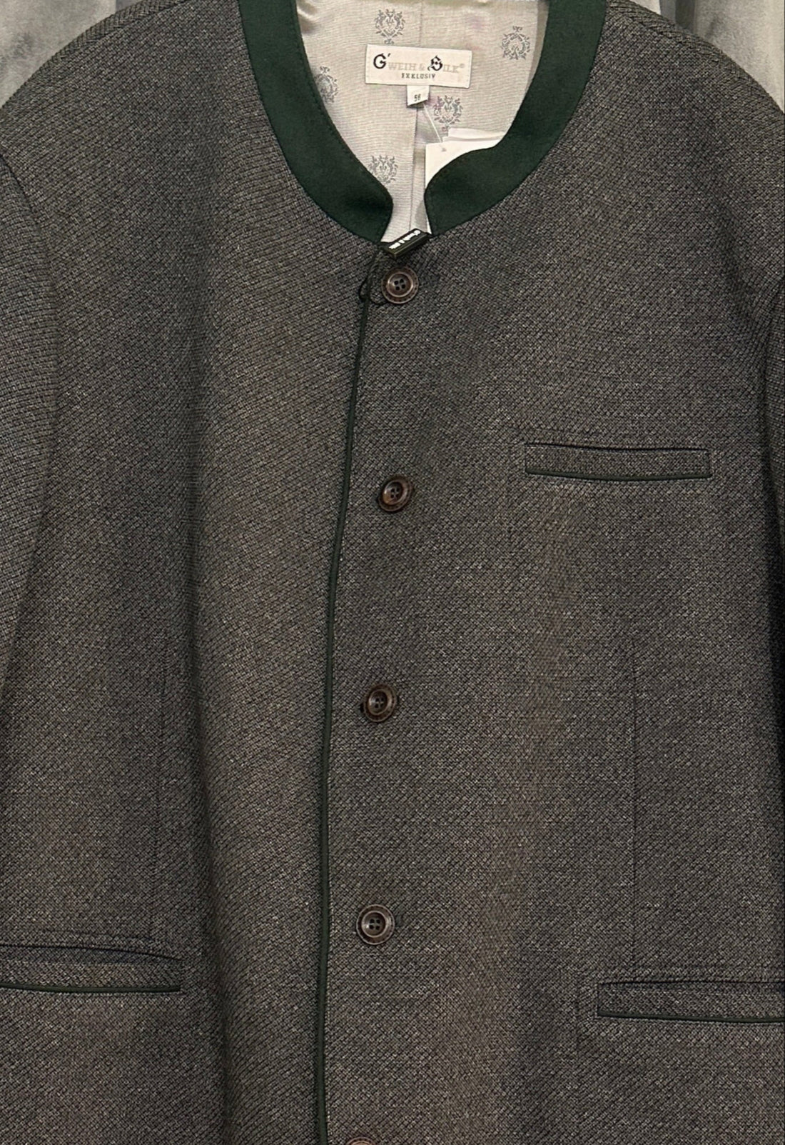 Herren Trachten Janker Jacke G´Weih &amp; Silk anthrazit jersey