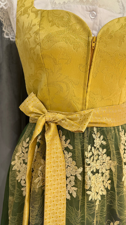 Dirndl Goldstich gelb/grün herz 65cm