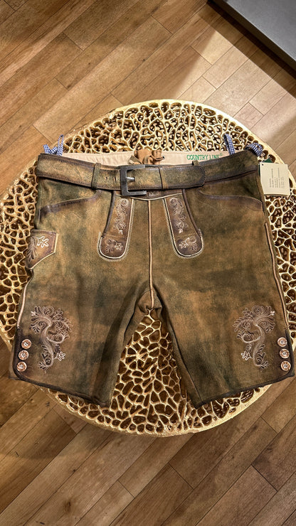Lederhose Country Line braun mit Gürtel