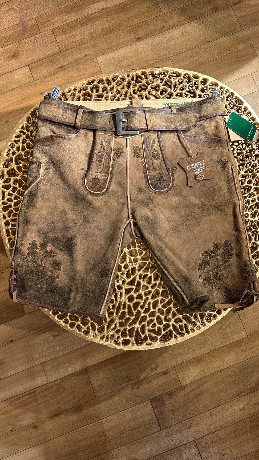 Lederhose Country Line braun mit Gürtel