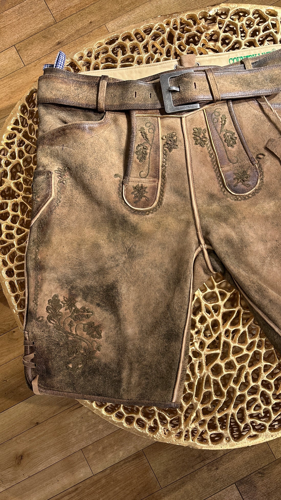 Lederhose Country Line braun mit Gürtel