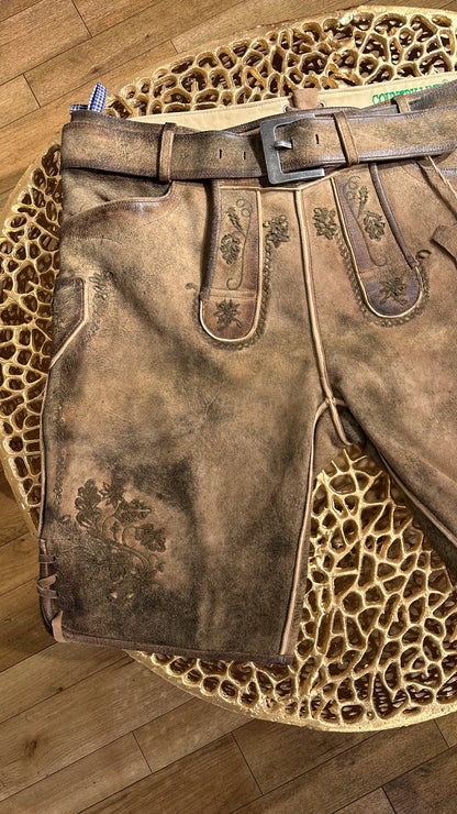 Lederhose Country Line braun mit Gürtel